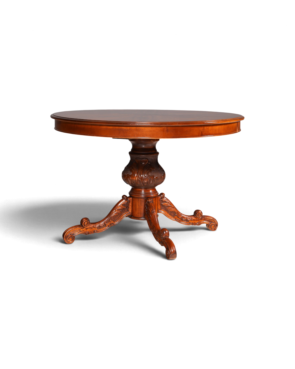 Hauptstadt Möblerei İngiliz Barok tarzı, oymalı ayaklı, masif ahşap, oval, açılabilir vintage yemek masası.