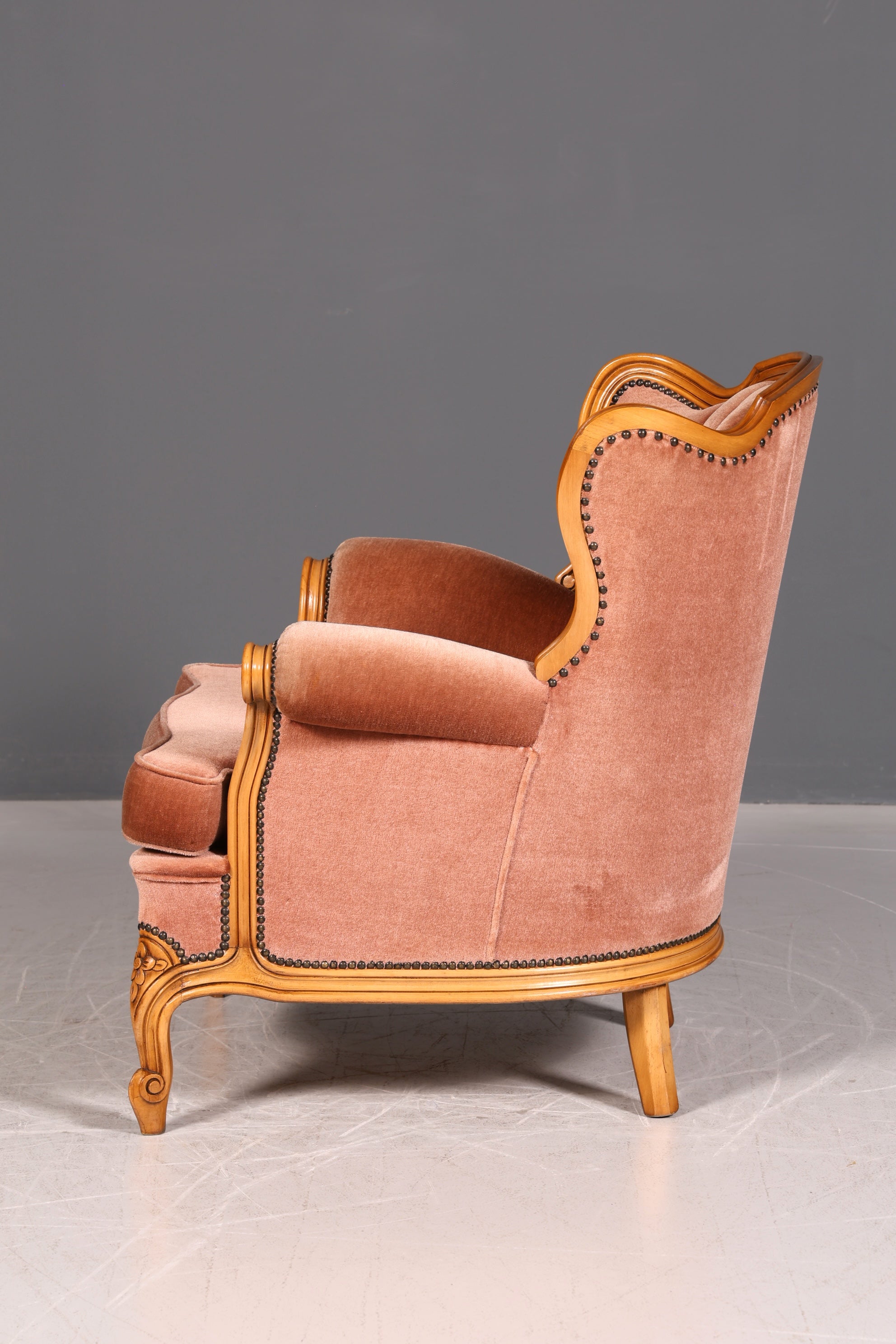 Edler Chippendale Armlehnsessel Barock Stil Samt Stoff Sessel Armchair Rococo Antik 3 von 4