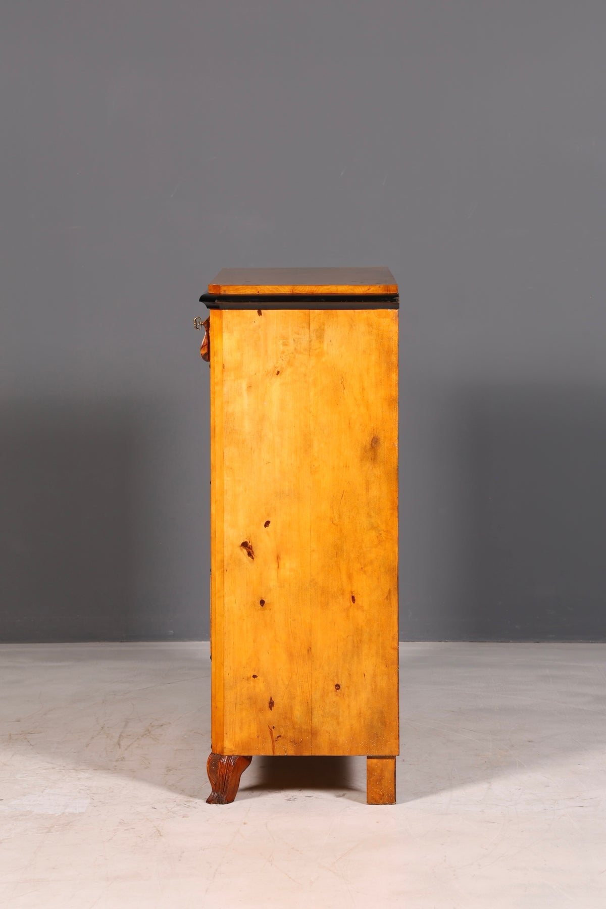 Magnifique commode Biedermeier ancienne en bouleau, vertiko, commode à tiroirs, vers 1850, bois massif