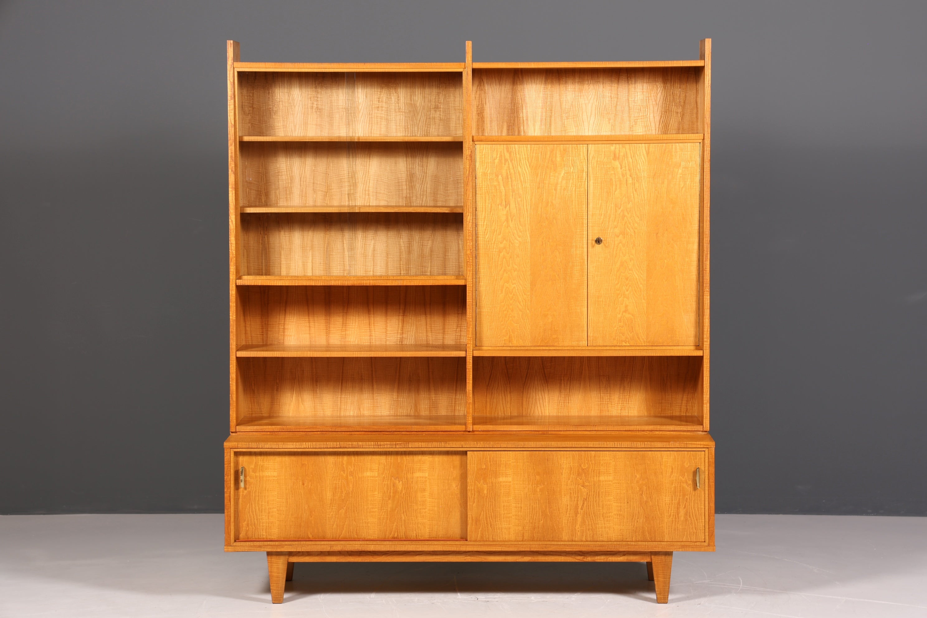 Magnifique meuble XXL style années 50, bibliothèque vintage, présentoir de bibliothèque, étagère en bois