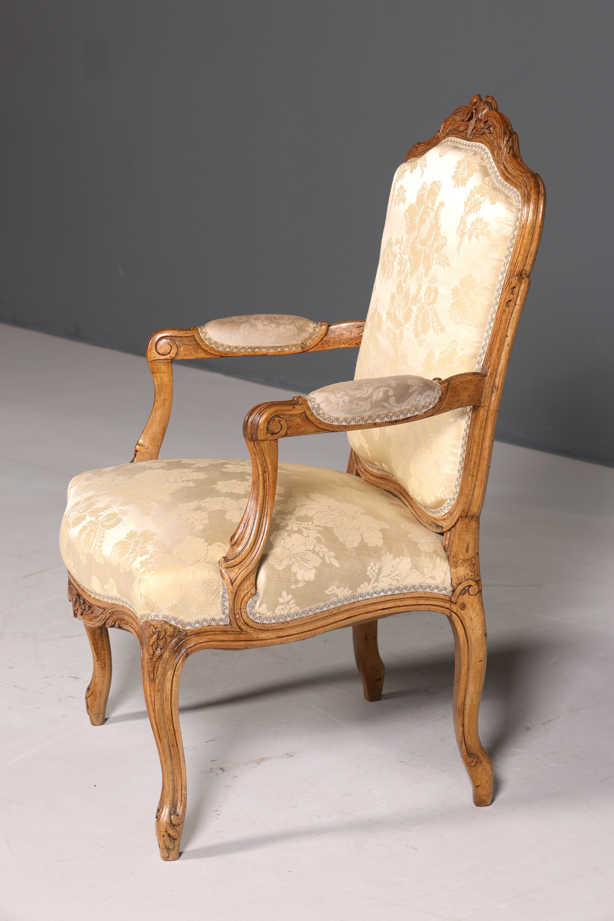 Original Barock Sessel Fauteuil Armlehnstuhl Chippendale Antik Mitte 19. Jh. Sekretär Stuhl Stoff Sessel