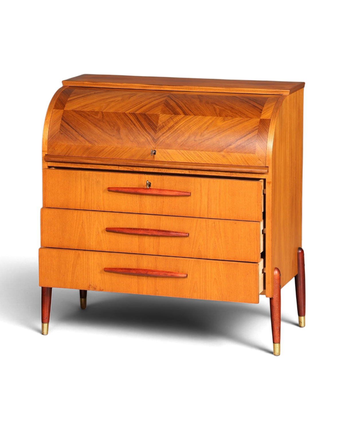 Schlichter Mid Century Rollladen Sekretär von Bröderna Gustafssons Büro Schrank Schreibkommode 60s Schreibmöbel