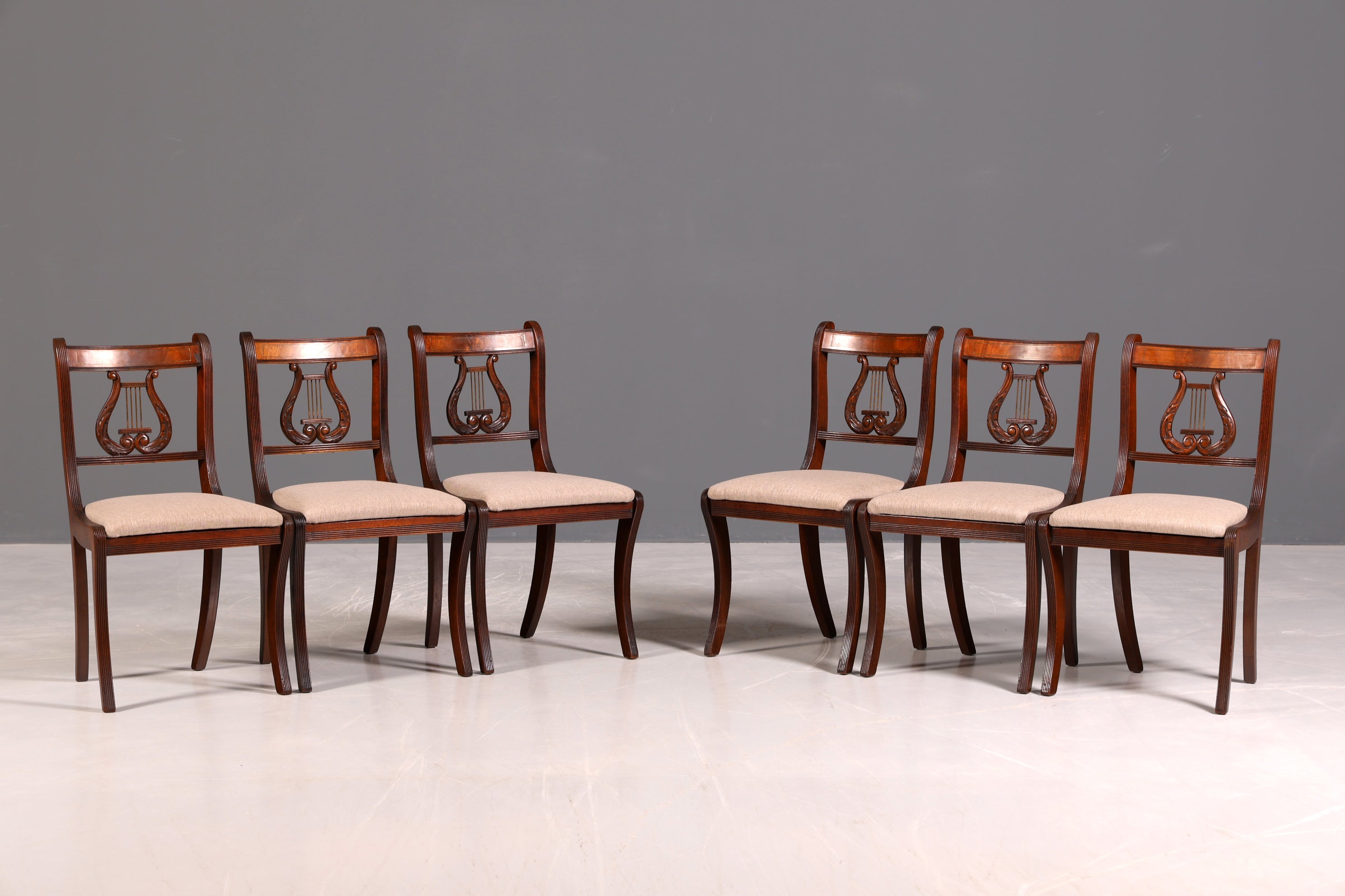 G211 Finish cm 6x Edle Englische Stühle Englisch Dining Chairs Antik 60er Jahre Regency Küchenstühle Stuhlset (Kopie 2)