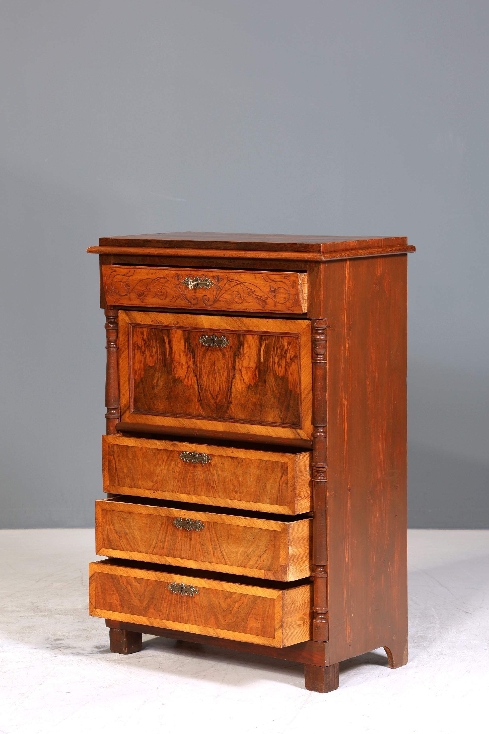 Edler Gründerzeit Sekretär Vertiko Highboard Jugendstil Kommode Schrank um 1880