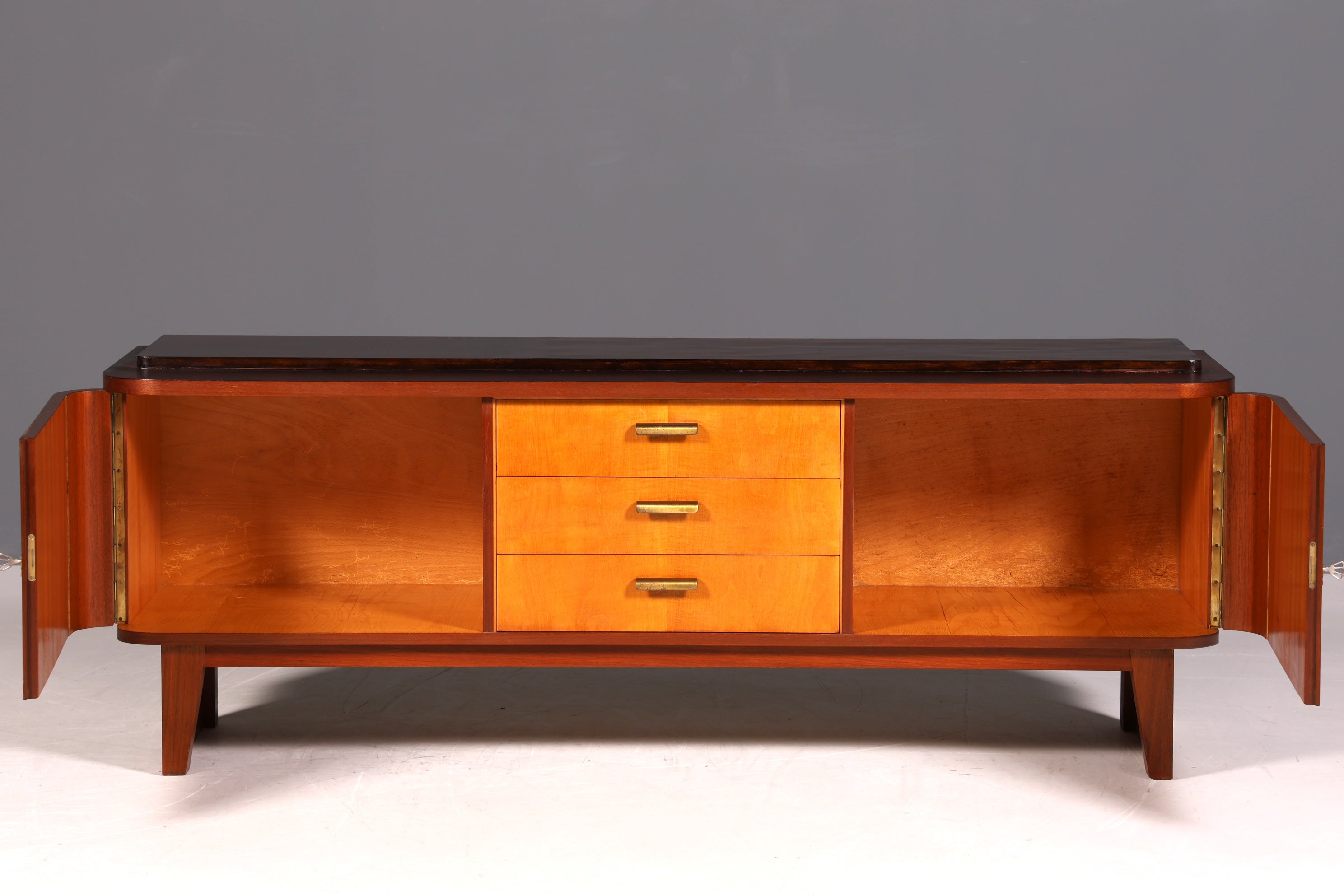 Schlichtes Mid Century Sideboard Vintage TV Kommode 60s Schrank Retro Longboard