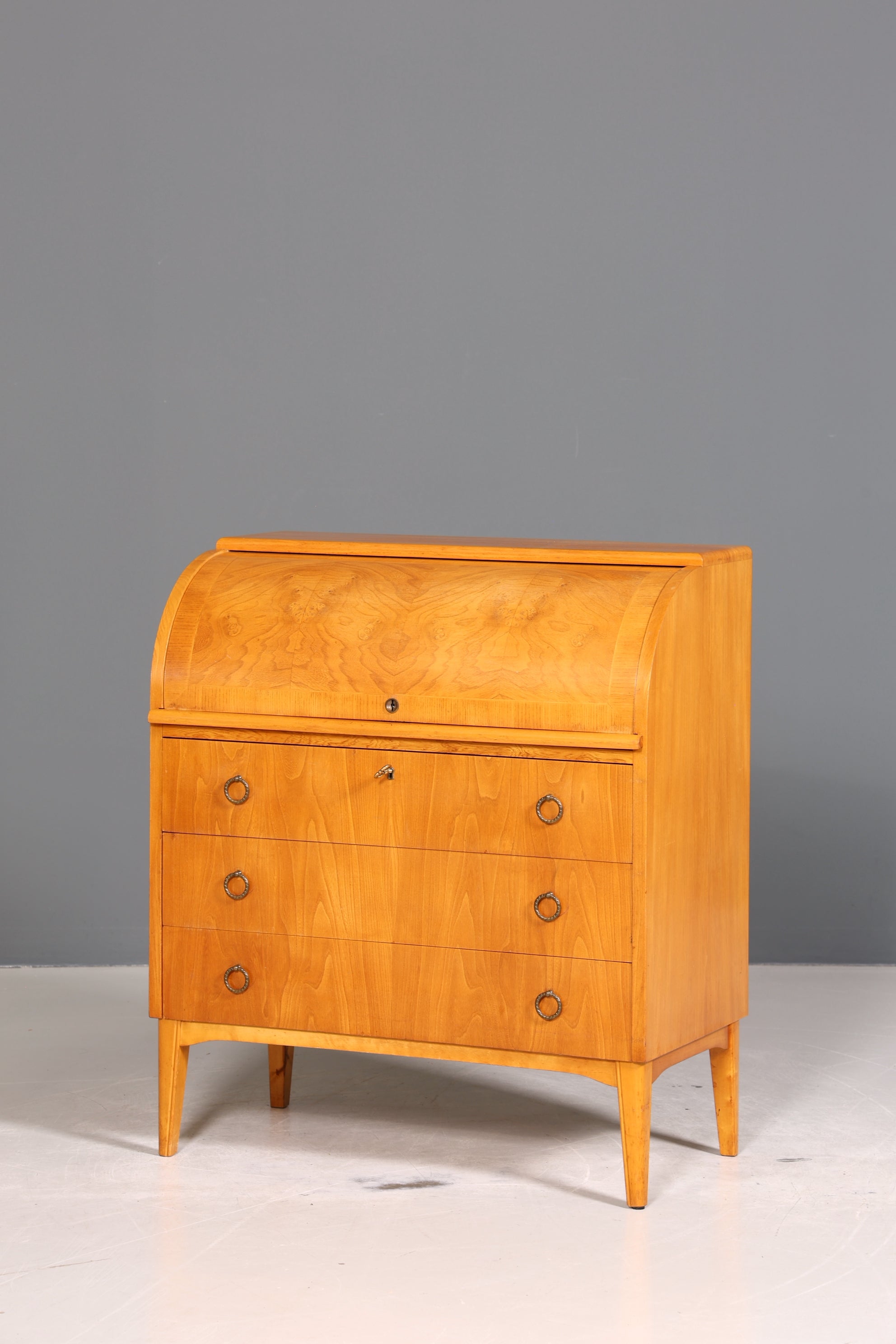 Wunderschöner Mid Century Rollladen Sekretär echt Holz Büro Schrank Vintage Schreibkommode 60s