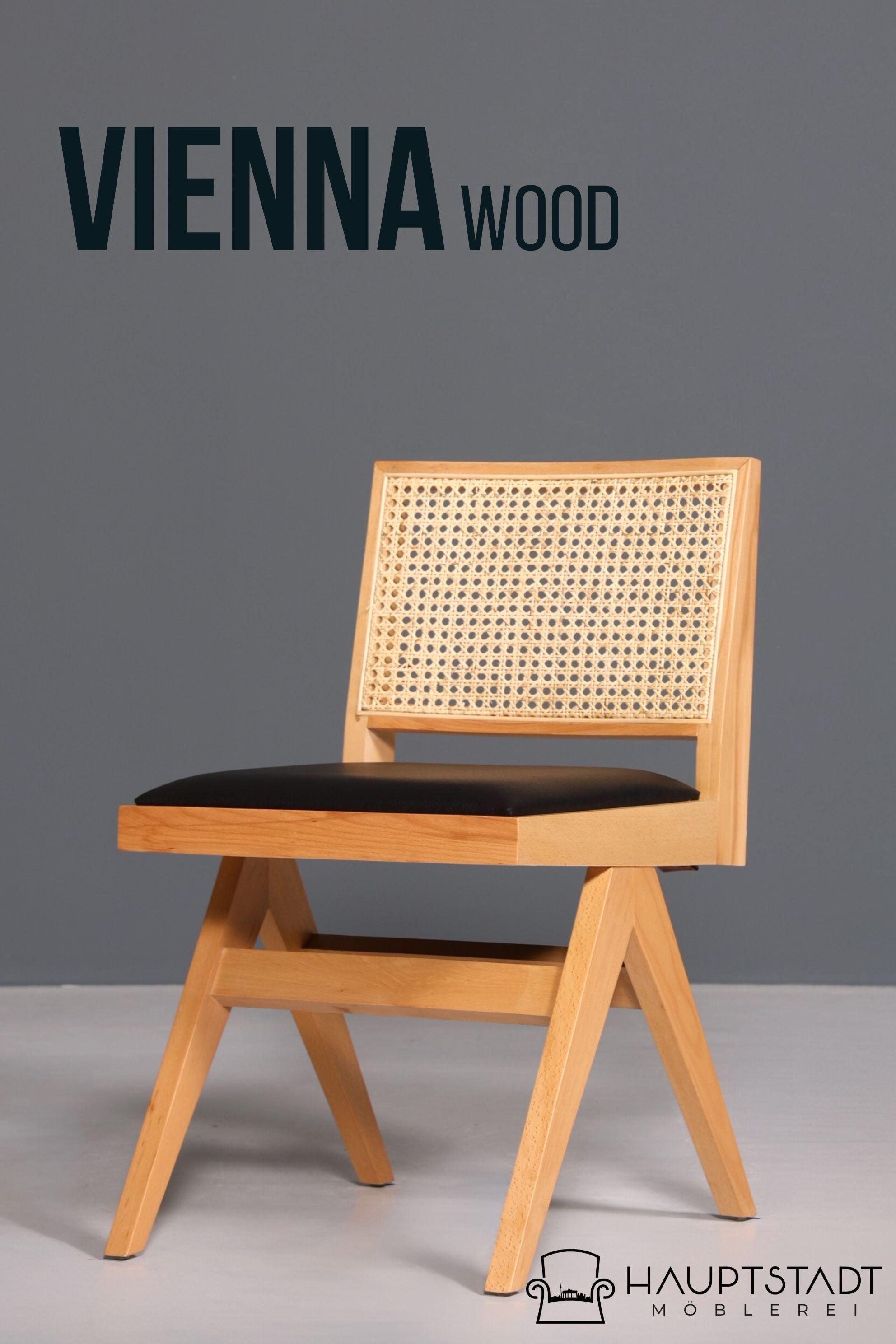 Sehr Edler Korbgeflecht Stuhl "Vienna Wood" Bauhaus Relax Esszimmer Stuhl Lounge Chair Küchenstuhl