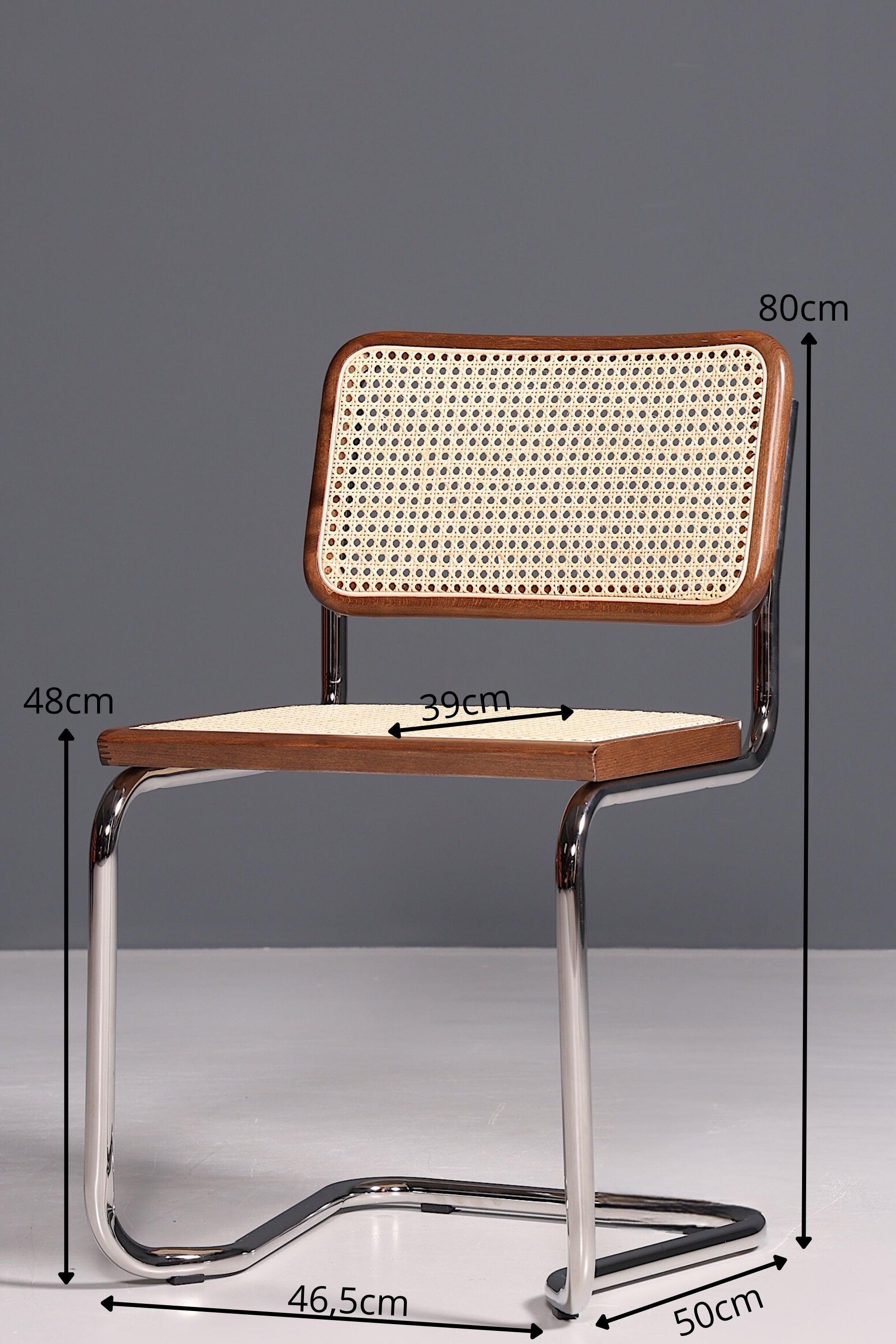 Korbgeflecht Freischwinger Stuhl "Milano" Made in Italy Braun Küchenstuhl Wippstuhl Wiener Geflecht