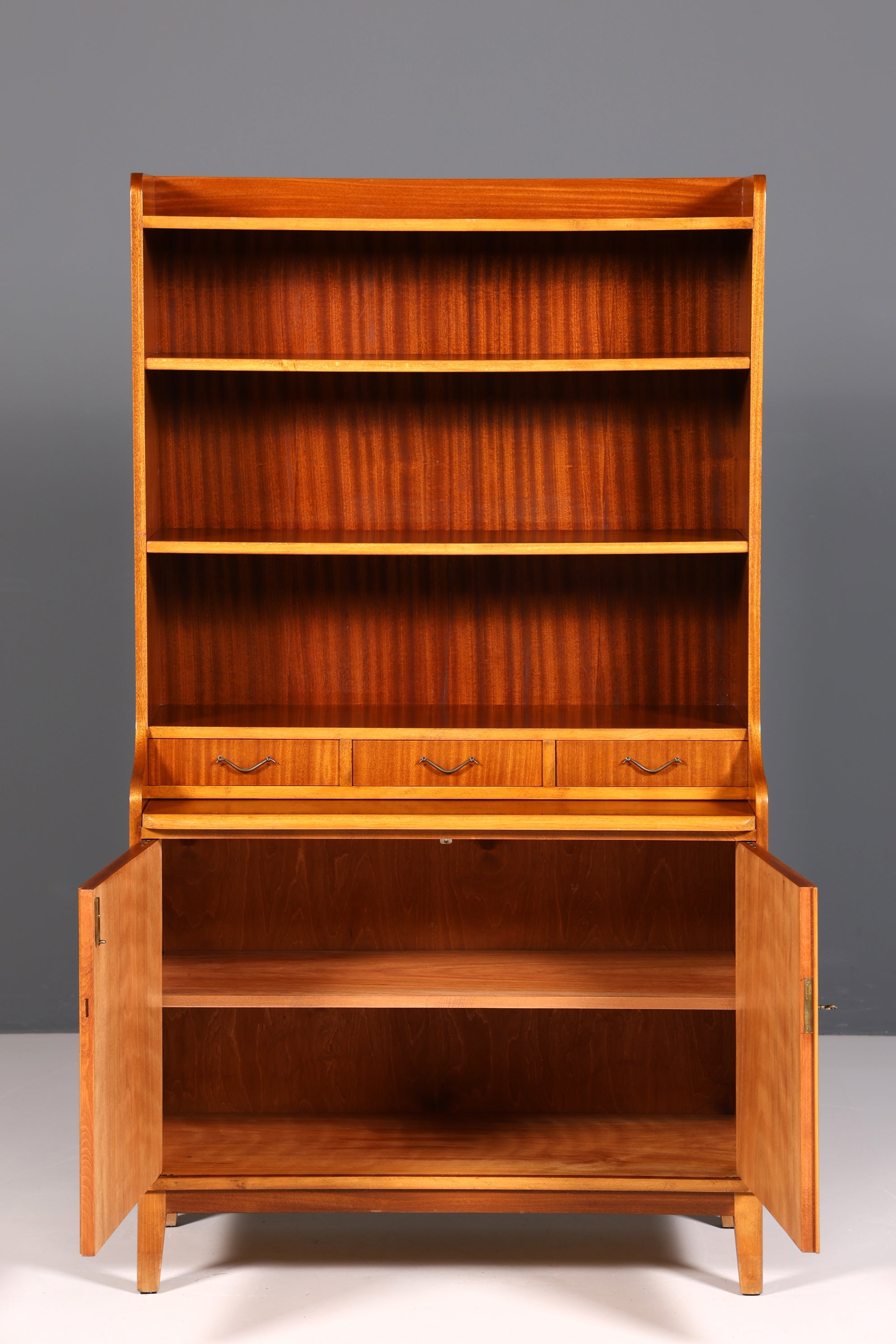 Wunderschöner Mid Century Schrank Bücherregal Vintage Sekretär Highboard Holz Regal