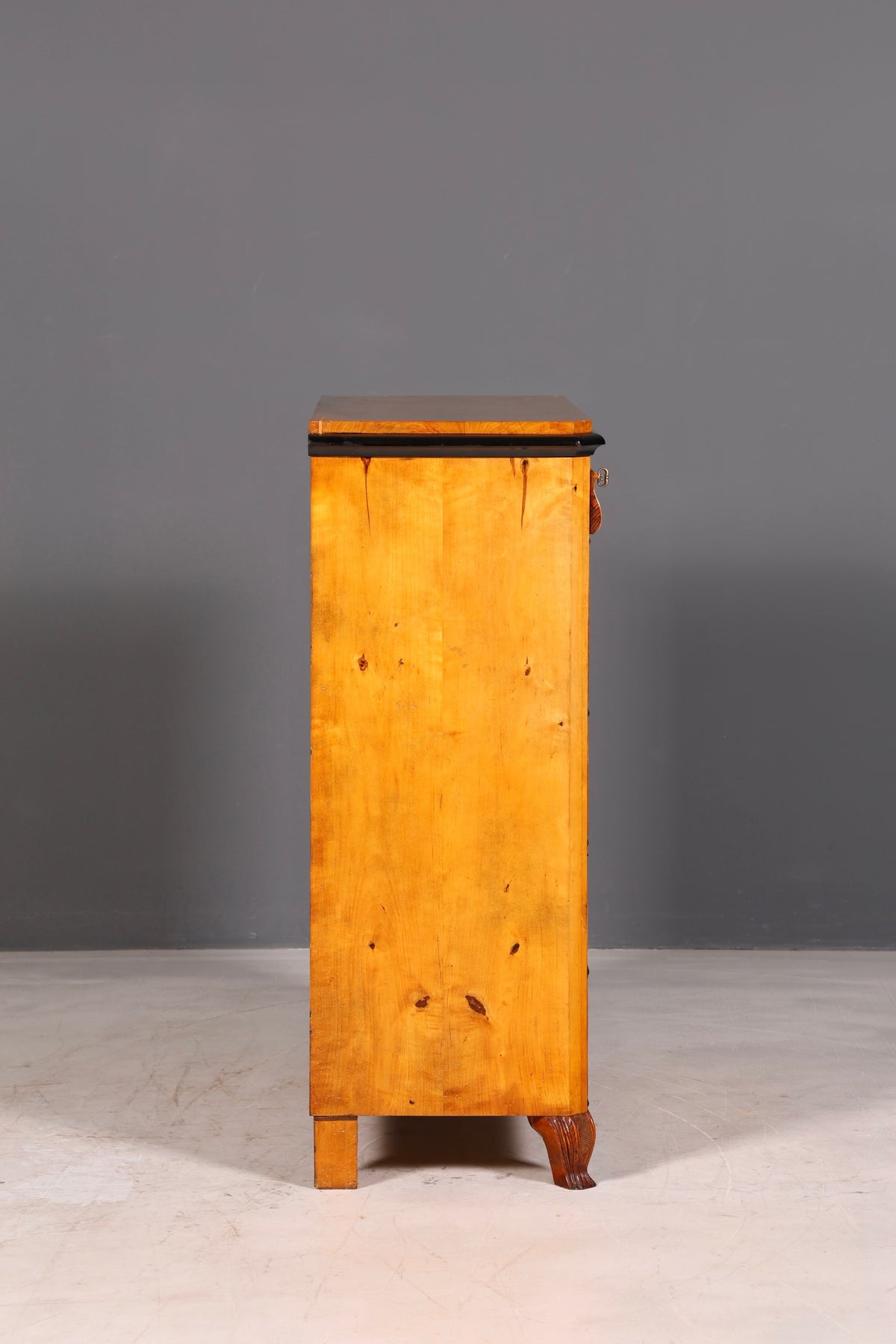 Magnifique commode Biedermeier ancienne en bouleau, vertiko, commode à tiroirs, vers 1850, bois massif