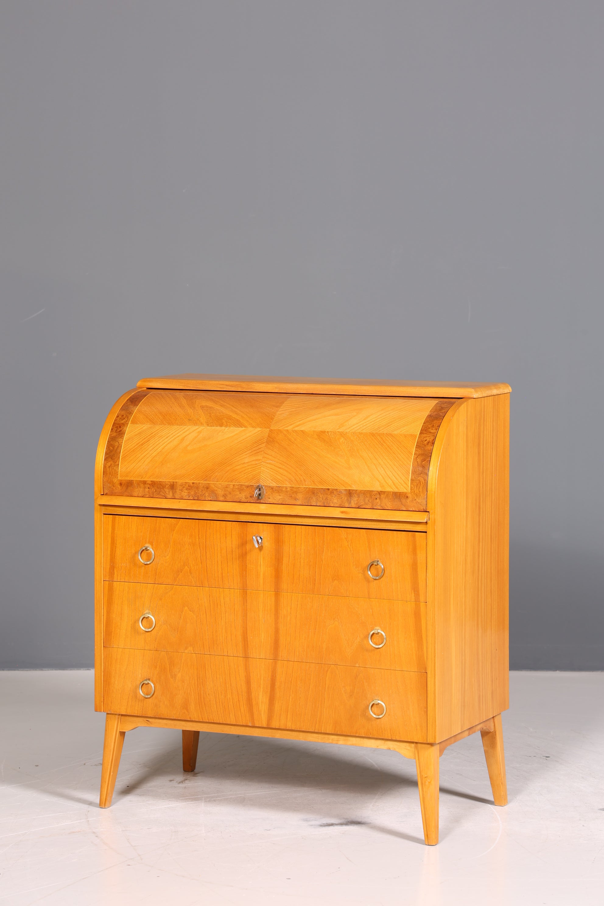 Traumhafter Mid Century Rollladen Sekretär echt Holz Büro Schrank Vintage Schreibkommode