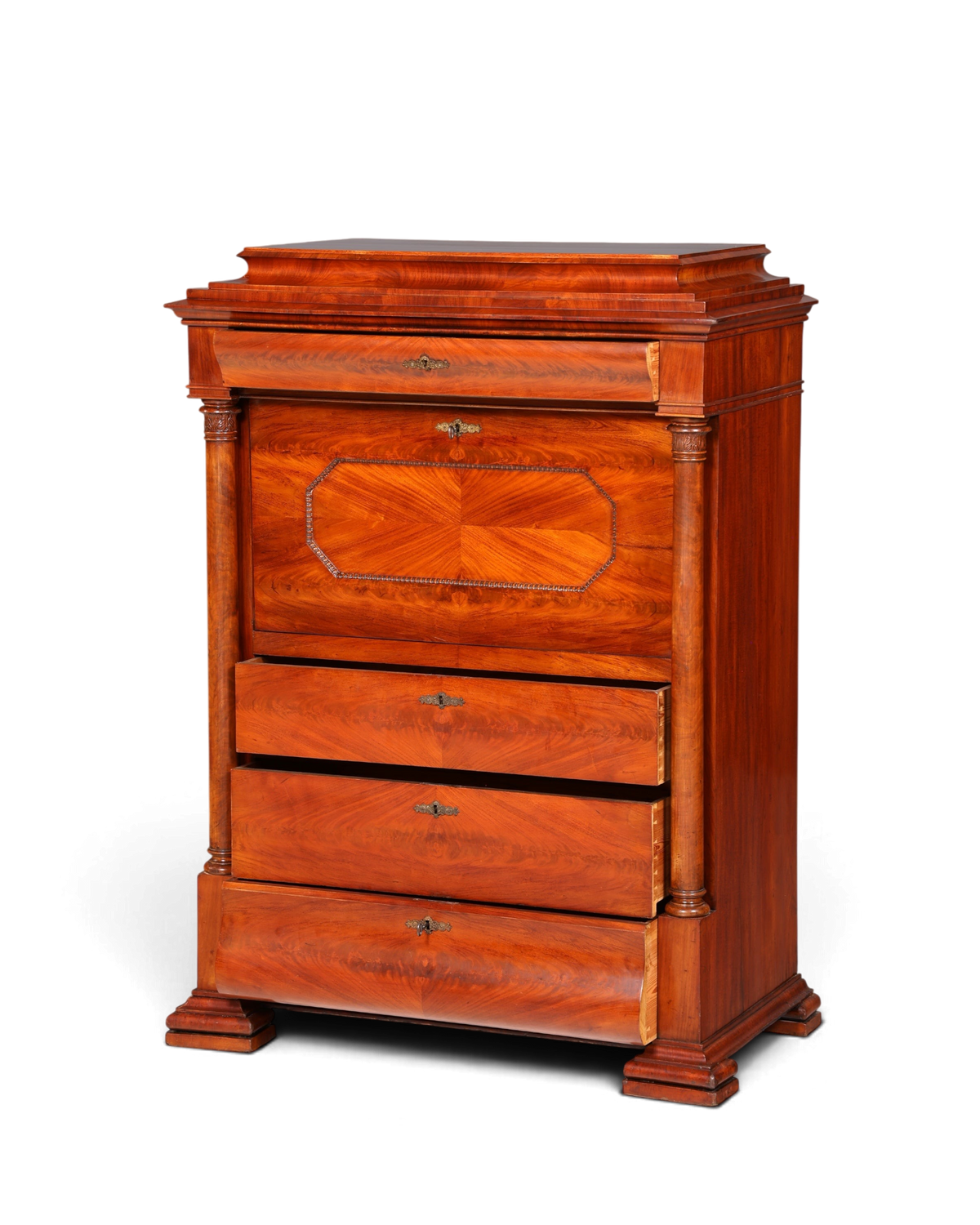 Hauptstadt Möblerei Biedermeier Sekretär aus massivem Echtholz im Louis-Philippe-Stil mit ausklappbarer Schreibfläche