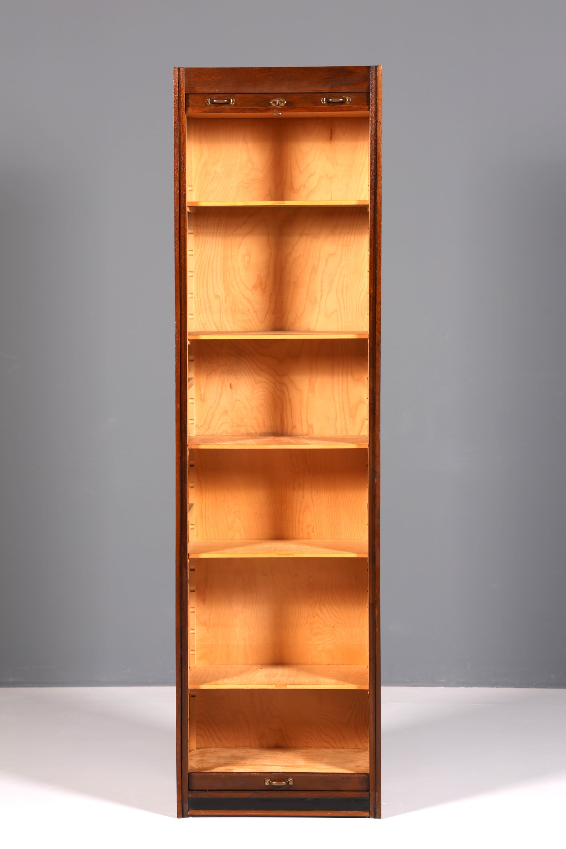 Simple mid-century roll-top cabinet, Bauhaus style, vertiko, apothecary cabinet, Art Deco office filing cabinet