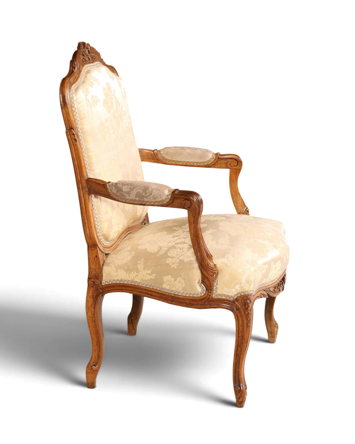 Original Barock Sessel Fauteuil Armlehnstuhl Chippendale Antik Mitte 19. Jh. Sekretär Stuhl Stoff Sessel