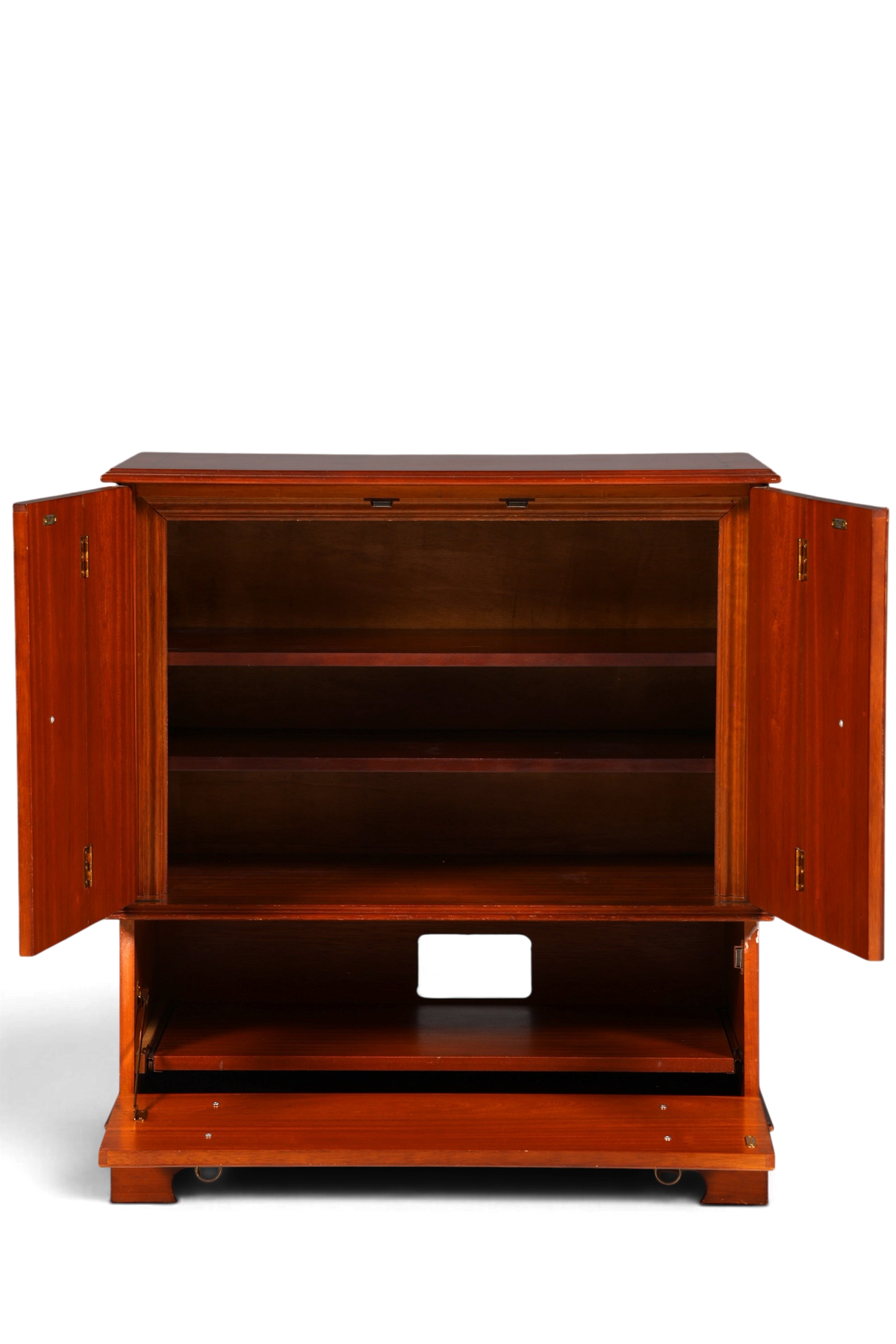 Hauptstadt Möblerei englischer TV-Schrank aus Eibenholz mit offenen Türen, ausziehbarem Boden und zwei Schubladen