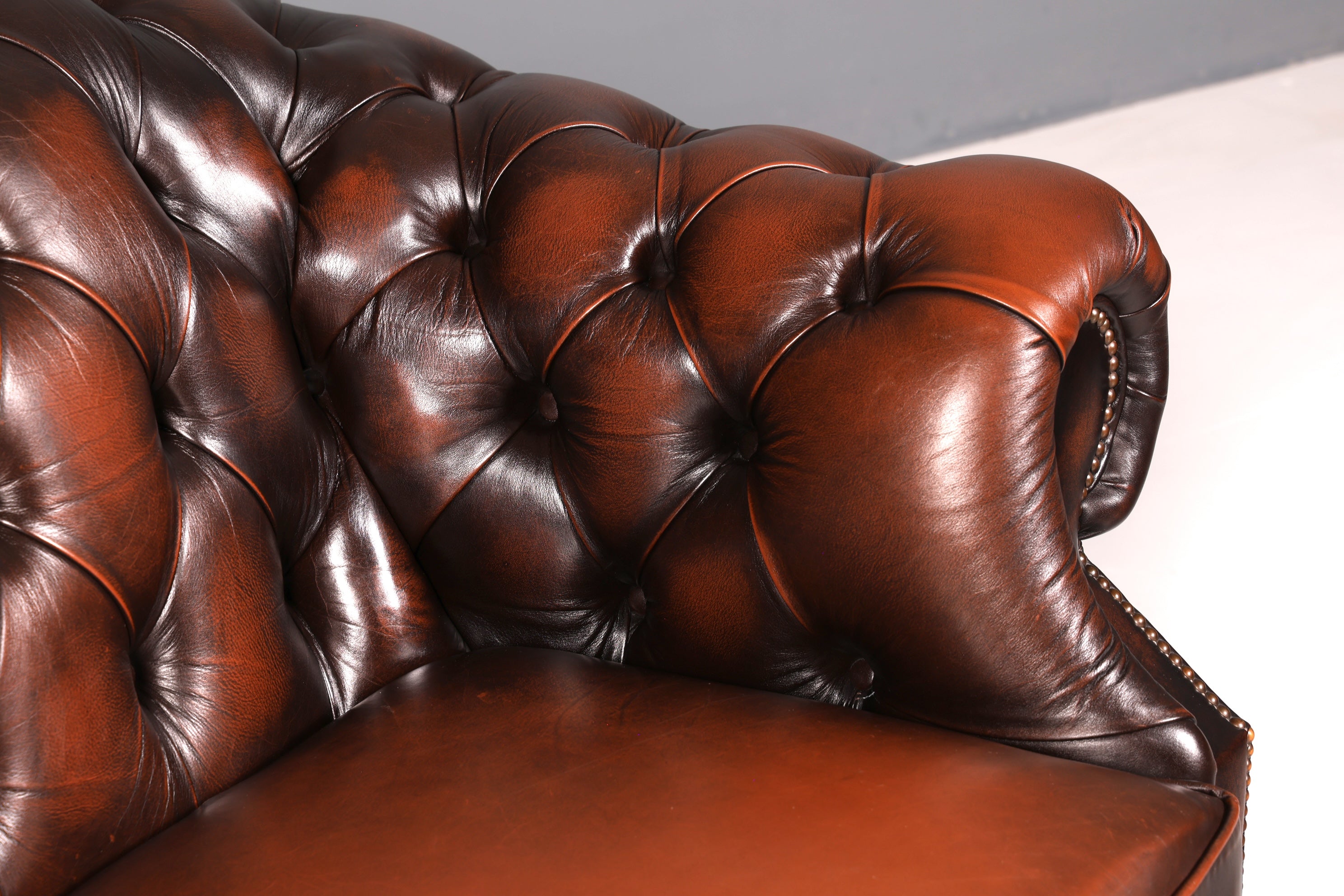 Wunderschönes Original Chesterfield Centurion 3-Sitzer Sofa Echt Leder Couch Englisch Polstersofa Antik Vintage