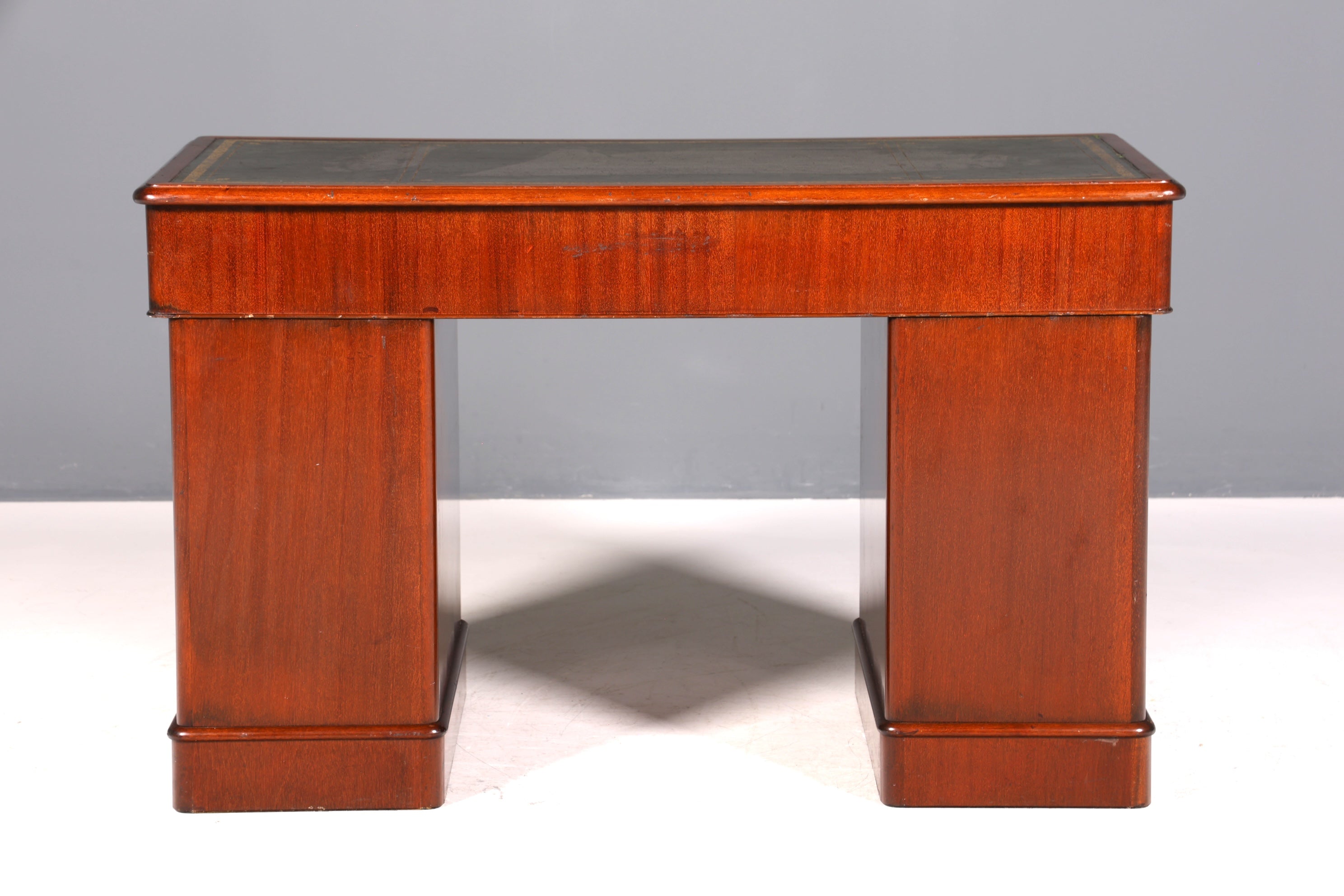 Bureau anglais de rêve avec plateau en cuir véritable, bureau de style antique