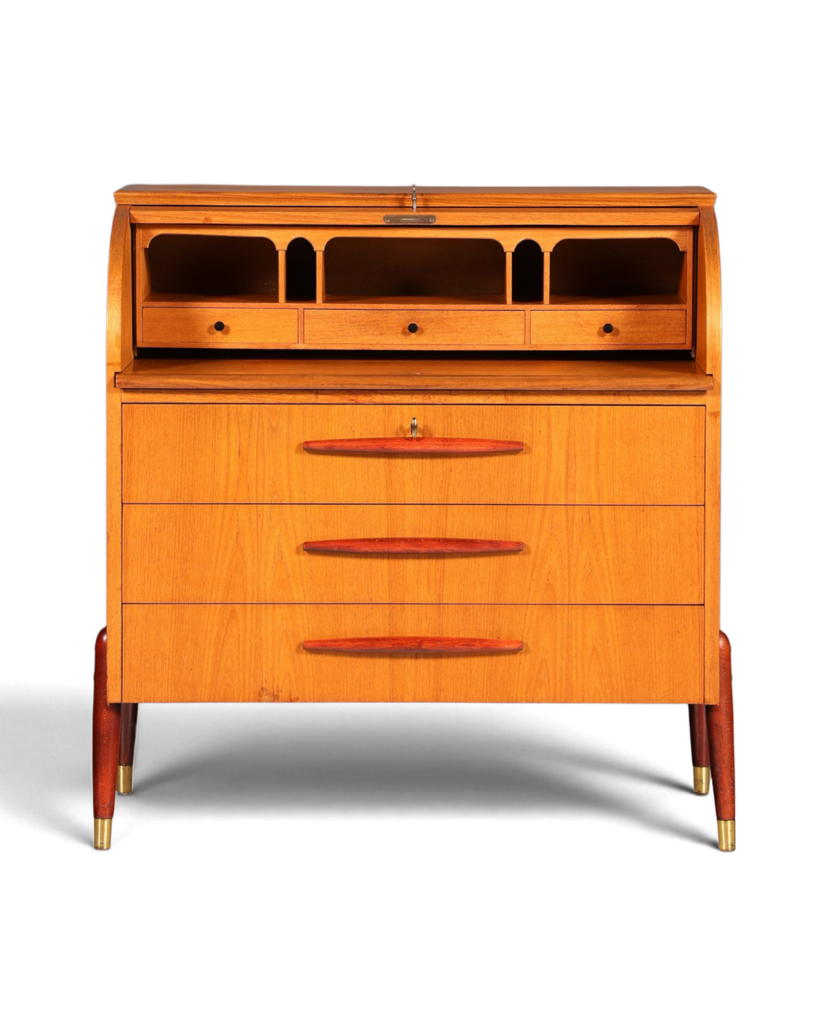 Schlichter Mid Century Rollladen Sekretär von Bröderna Gustafssons Büro Schrank Schreibkommode 60s Schreibmöbel