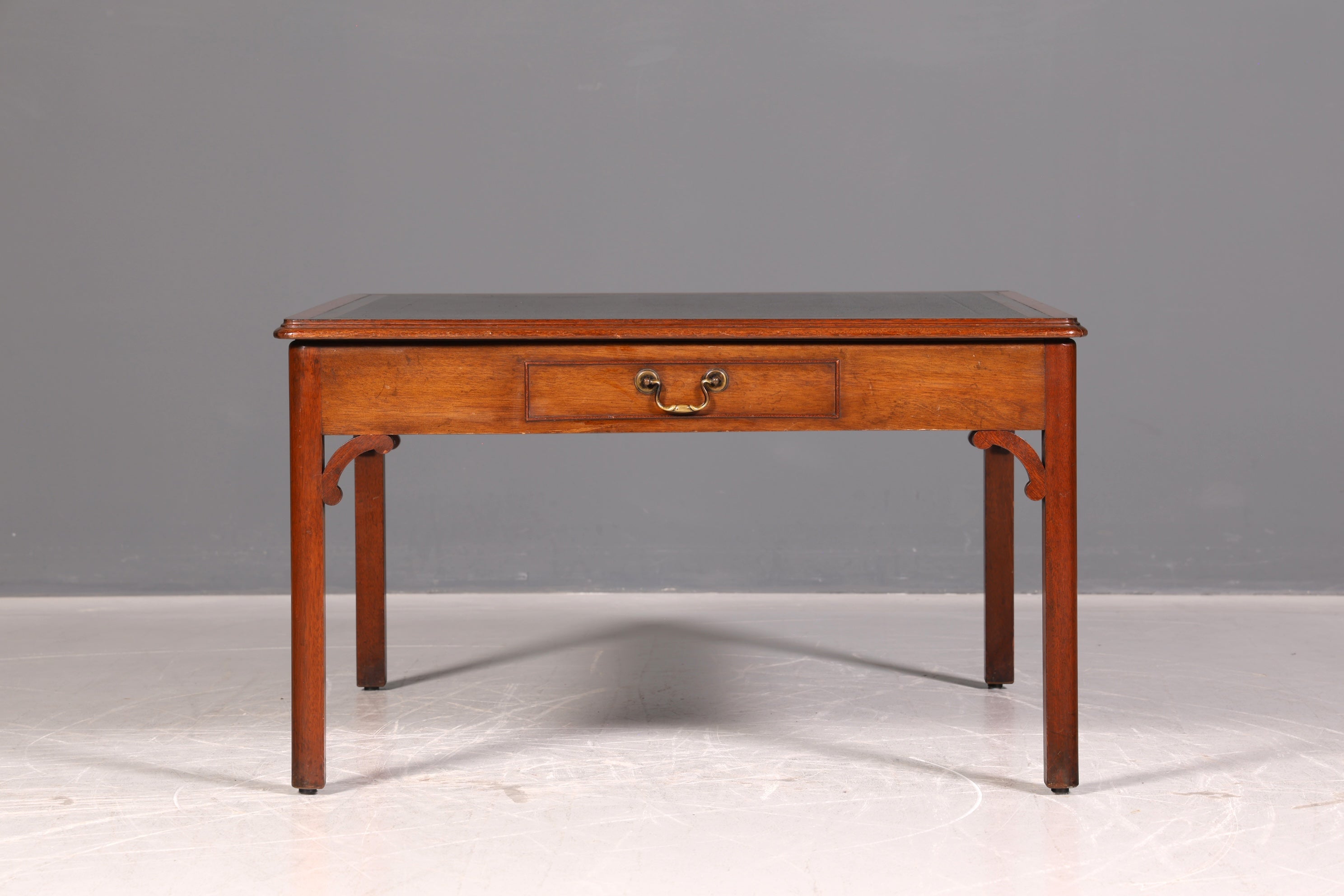 Wunderschöner Englischer Couchtisch Mahagoni Echt Lederauflage Beistelltisch Ablagetisch Antik Vintage