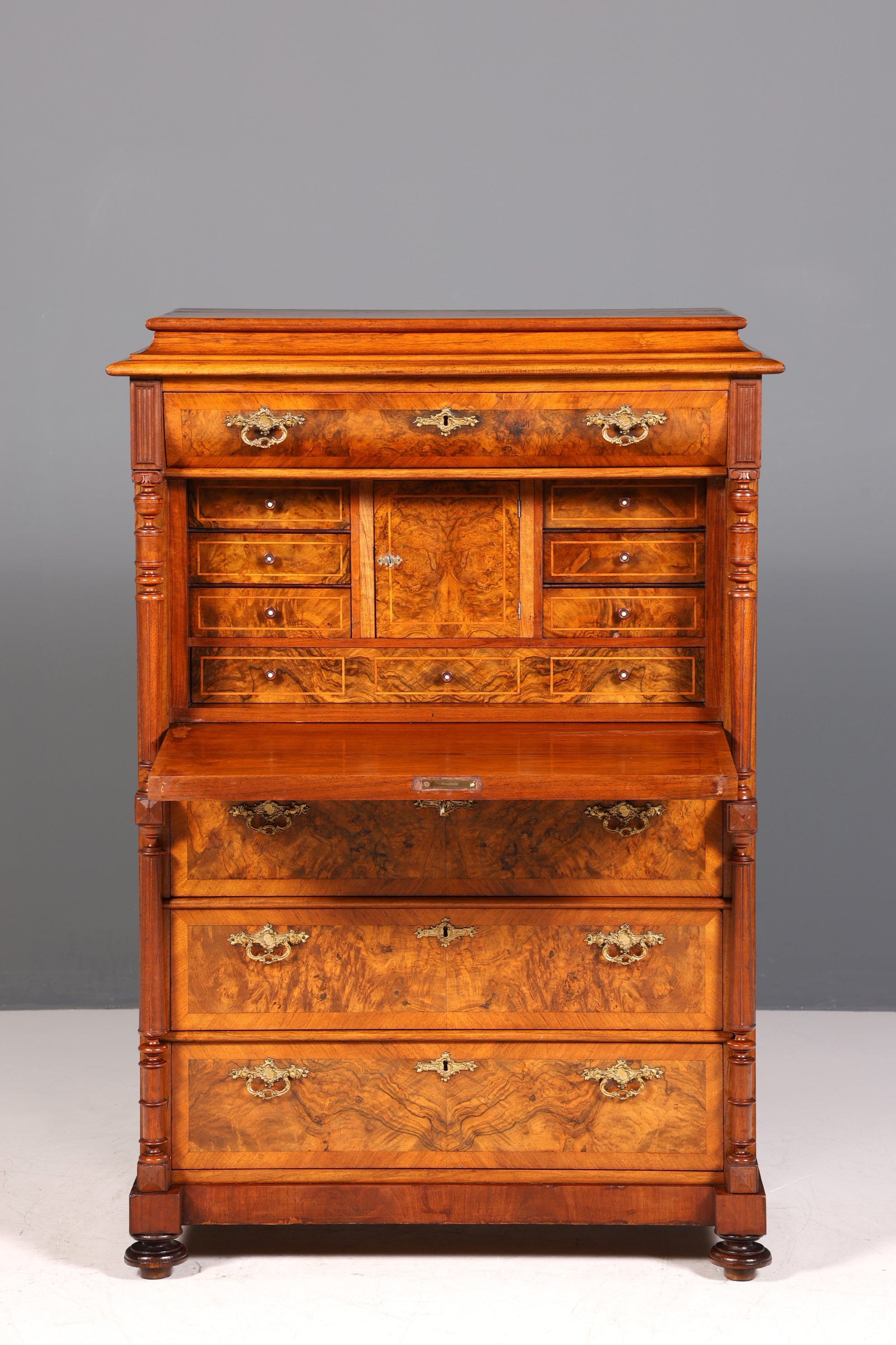 Beau secrétaire Gründerzeit, buffet haut vertiko, commode Louis Philippe, vers 1880