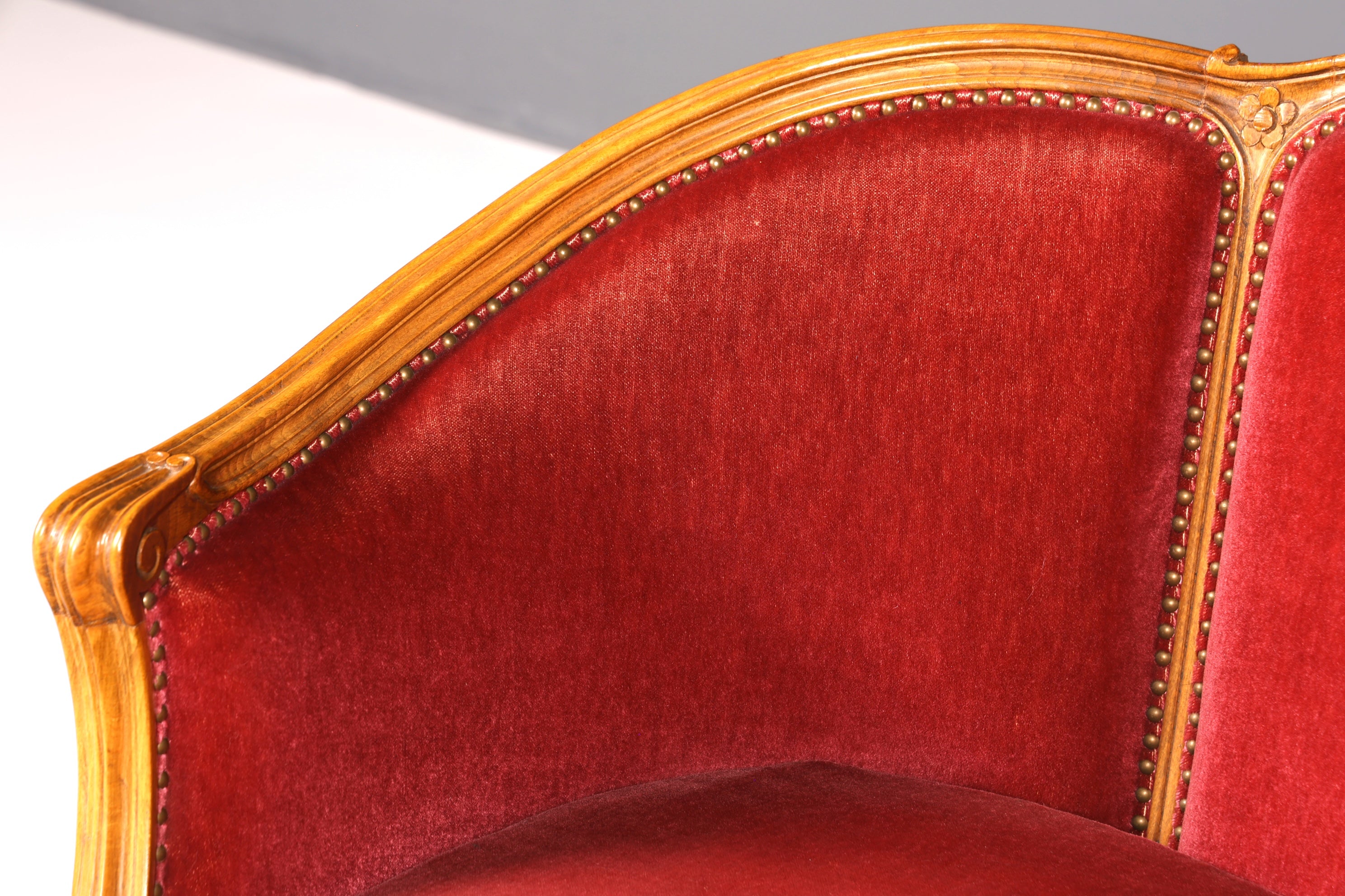 Magnifique canapé Chippendale, canapé de style baroque, tissu velours, méridienne 3 places