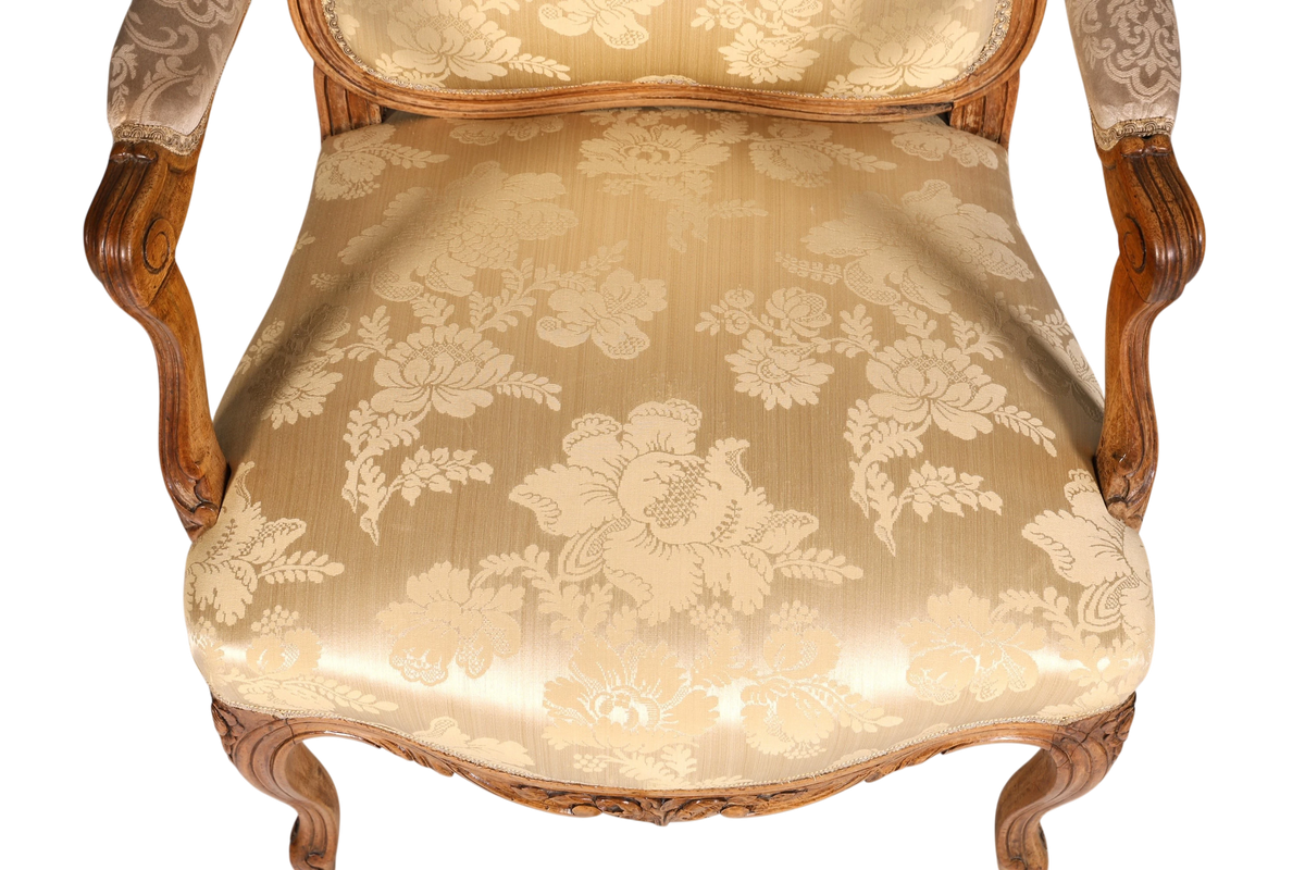 Original Barock Sessel Fauteuil Armlehnstuhl Chippendale Antik Mitte 19. Jh. Sekretär Stuhl Stoff Sessel