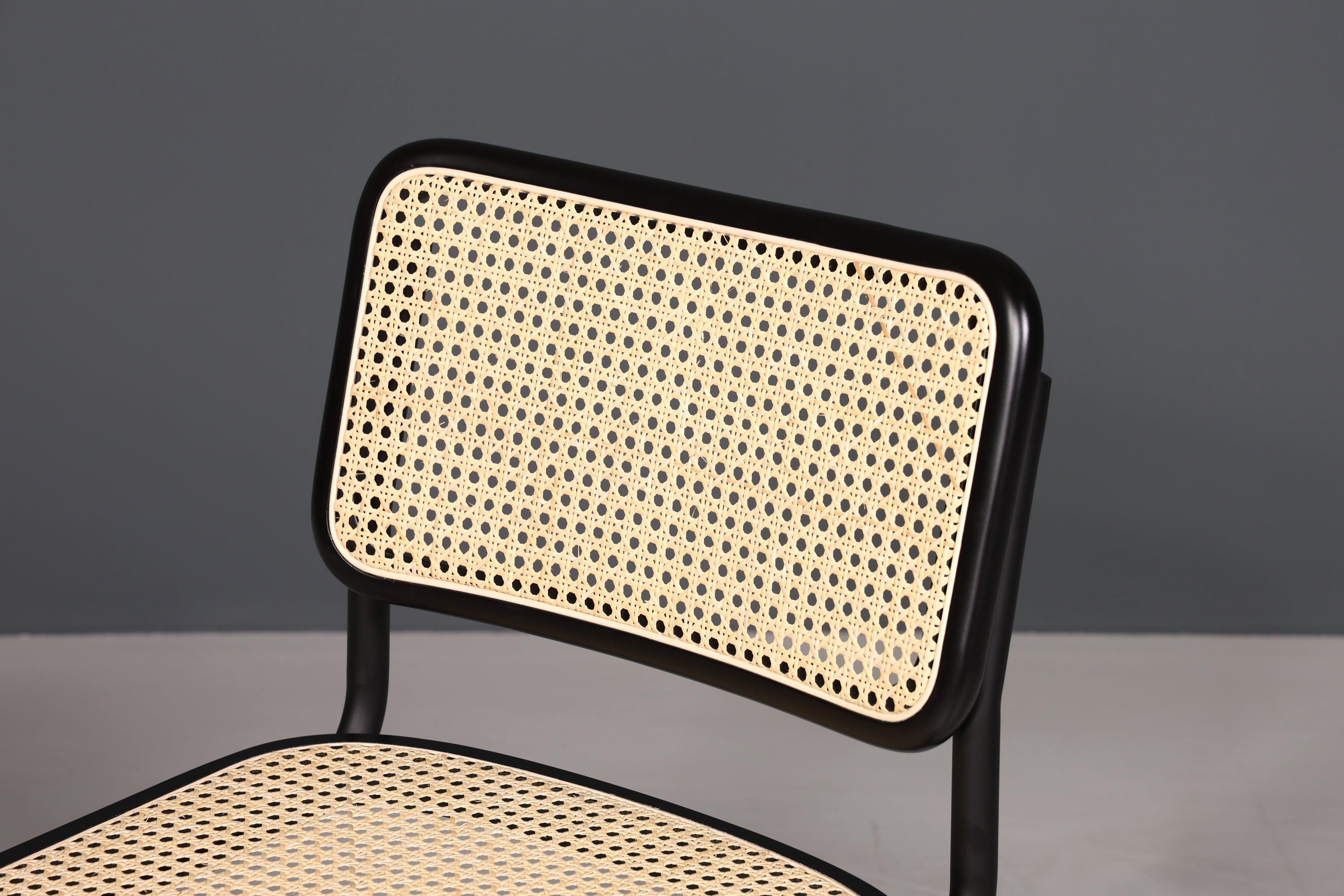 Freischwinger Stuhl "Milano" Made in Italy Schwarz Korbgeflecht Stuhl Wippstuhl Wiener Geflecht Küchenstuhl Sekretär Stuhl