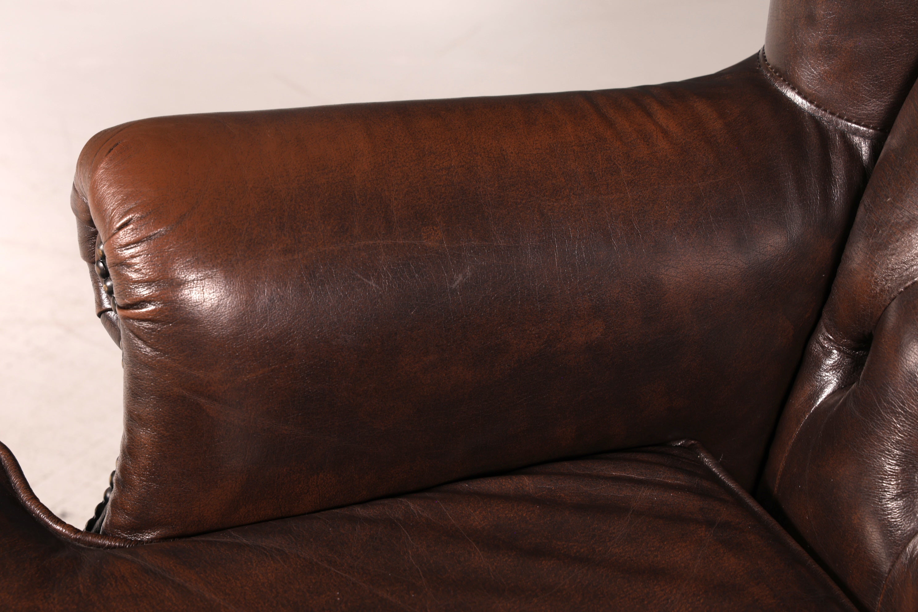 Wunderschöner Original Chesterfield Ohrenbackensessel Echt Leder Englisch Herrensessel Brauner Armlehnsessel UK Relaxsessel
