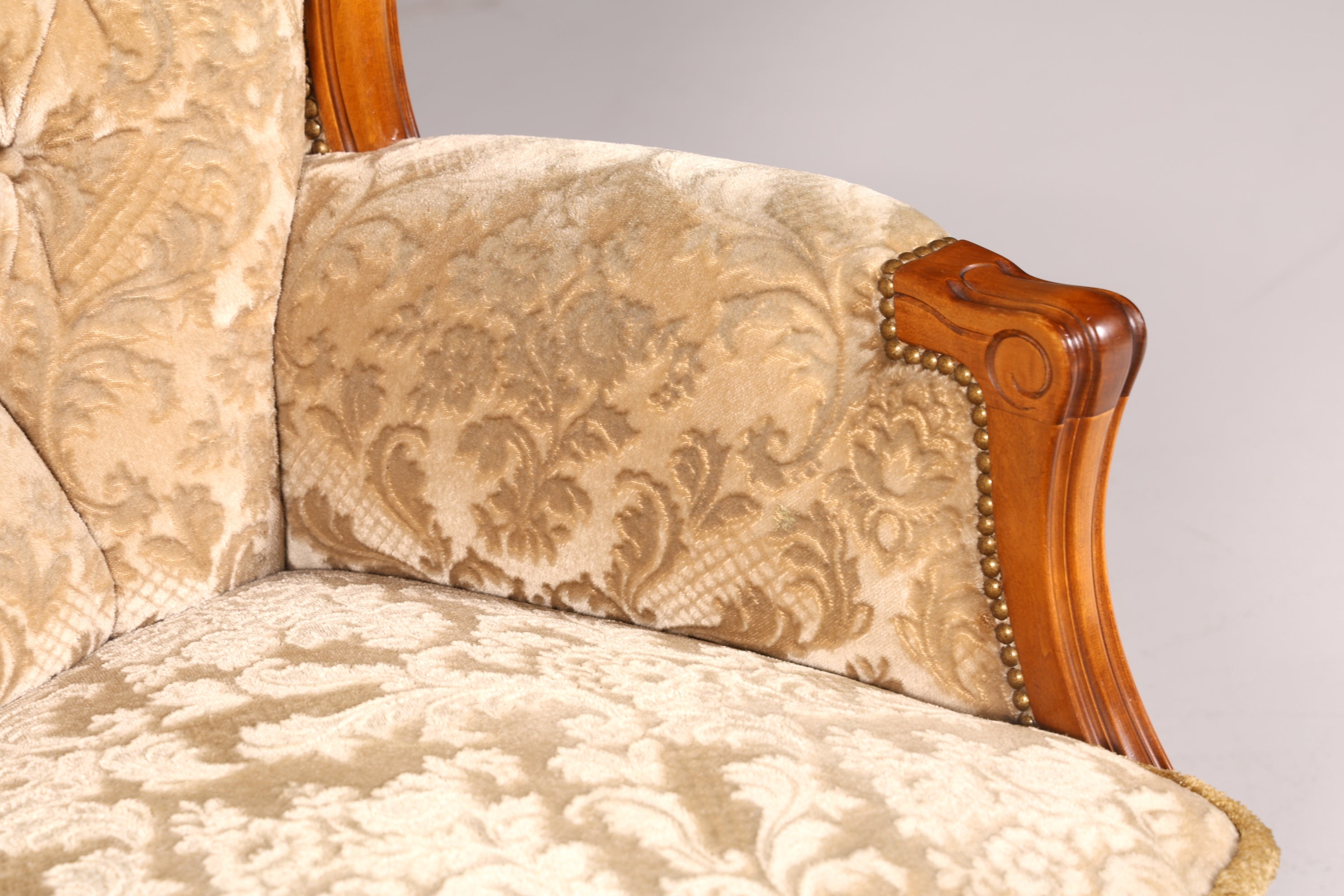 Wunderschönes Chippendale Sofa Barock Stil Couch Samt Stoff 3 Sitzer Antik Vintage