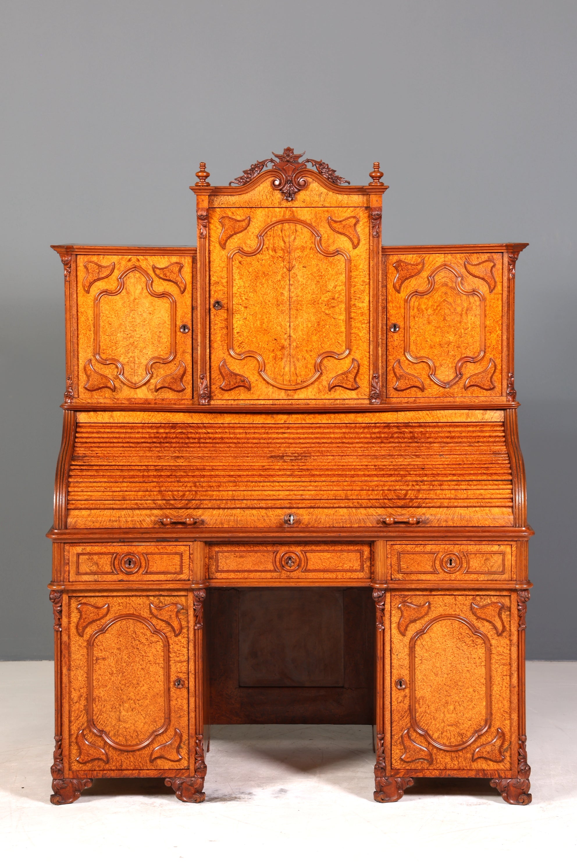 Beeindruckender Louis Philippe Sekretär Antik Rollladen Sekretär Schreibtisch Nussbaum Aufsatzsekretär