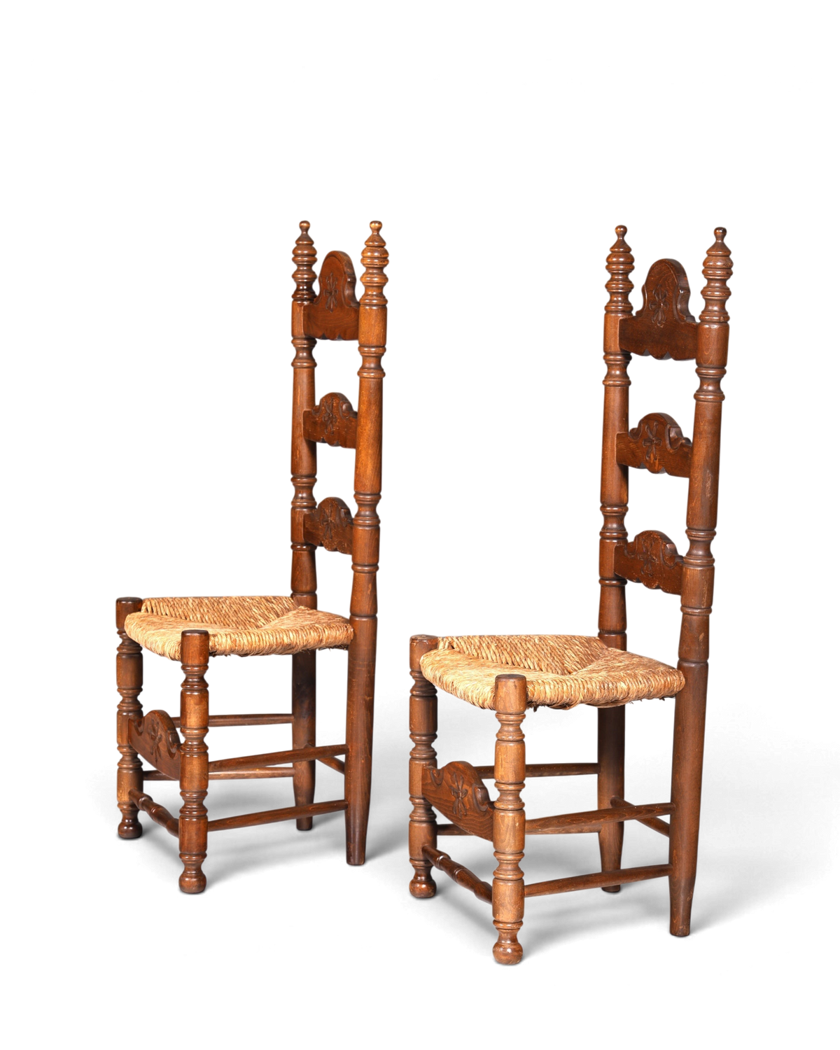 2x Wunderschöne Spanische Stühle Stuhl Set Rattan Rustikale Stühle Küchenstühle