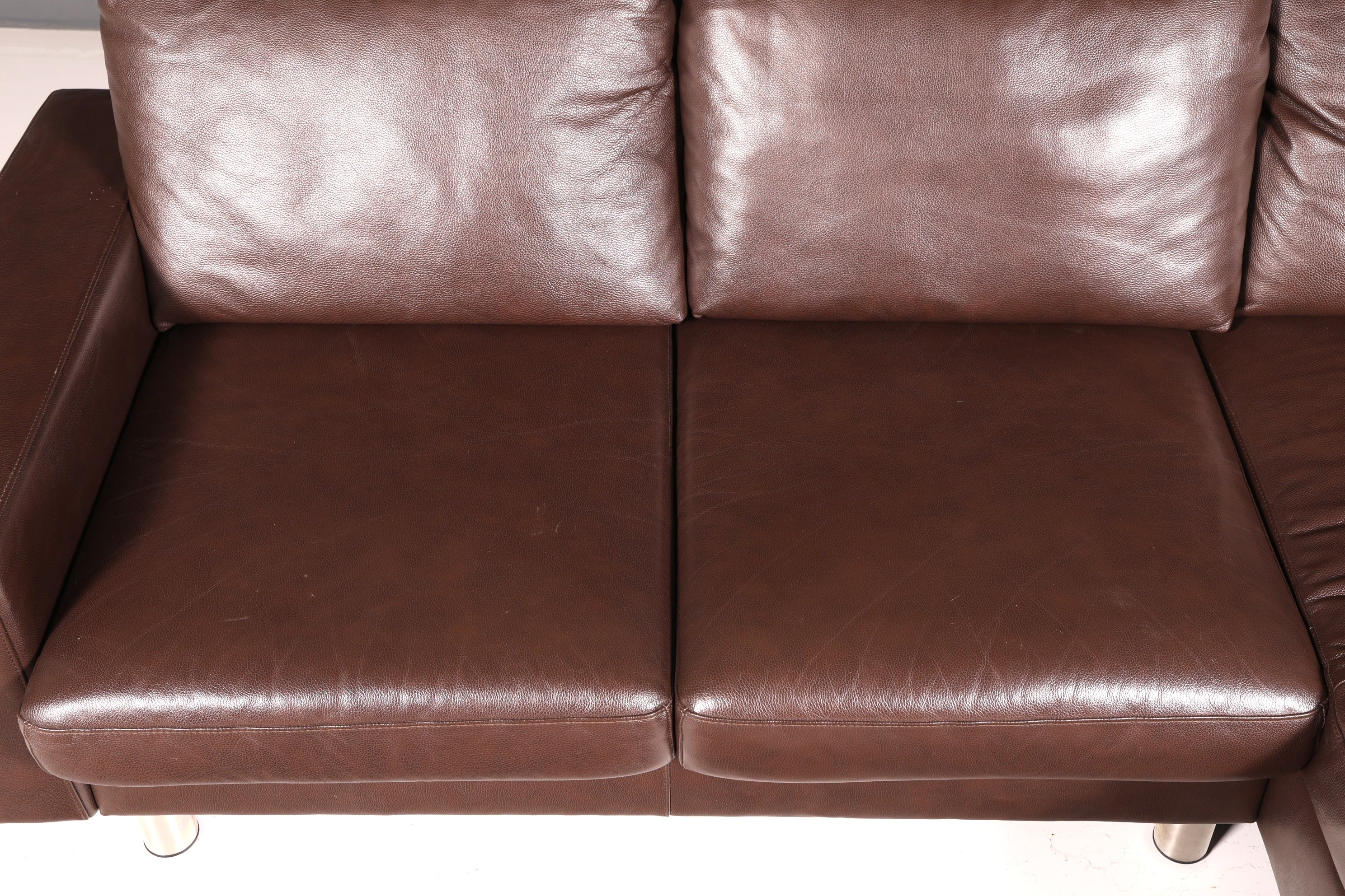 Wunderschönes Stressless E200 Ecksofa Echtleder Braun Sofa mit Récamière Hocker Ledersofa Couch Vintage