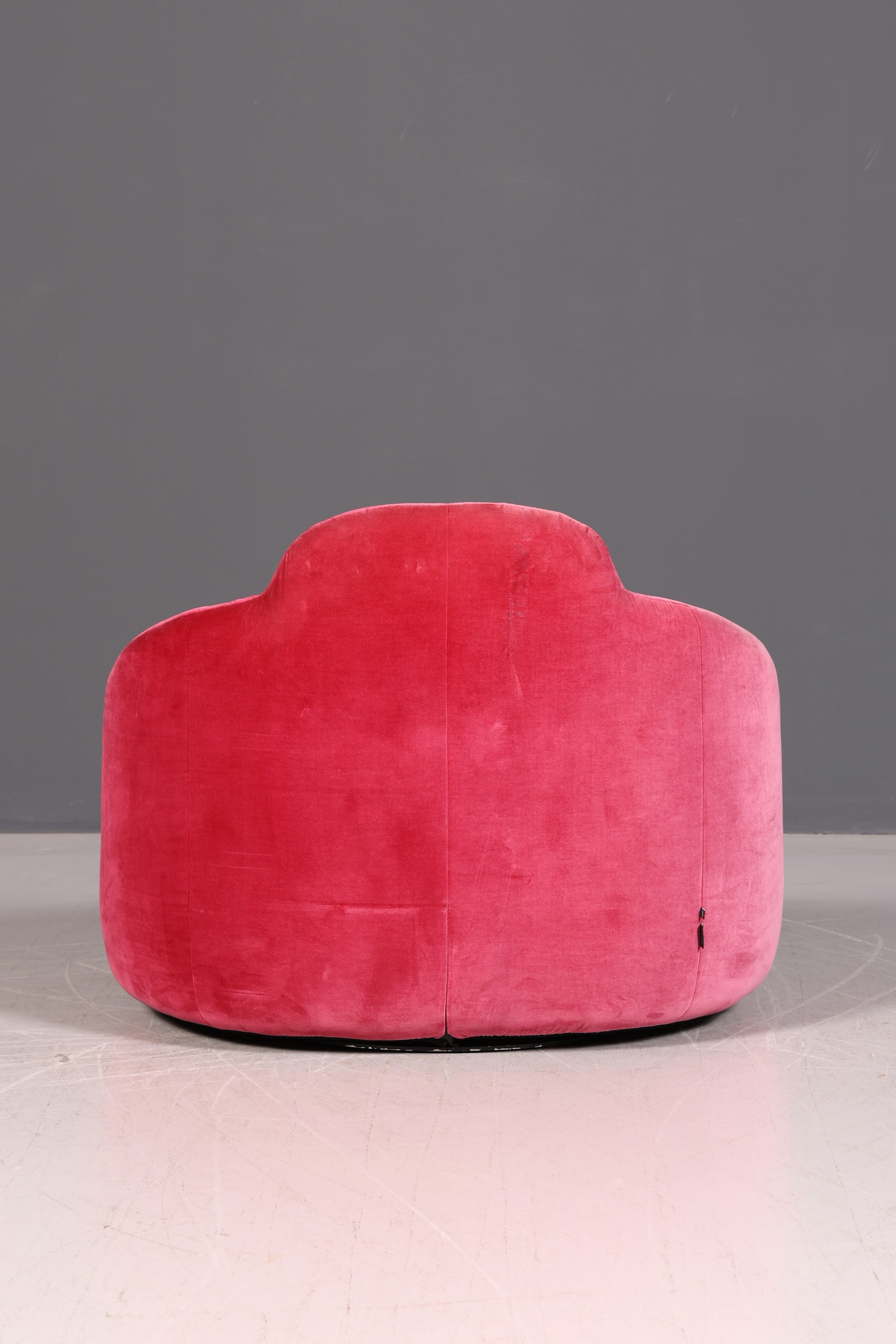 Edler Ligne Roset Pumpkin Sessel mit Hocker Pink Samt Designer Loungesessel Pierre Paulin Pouf Vintage