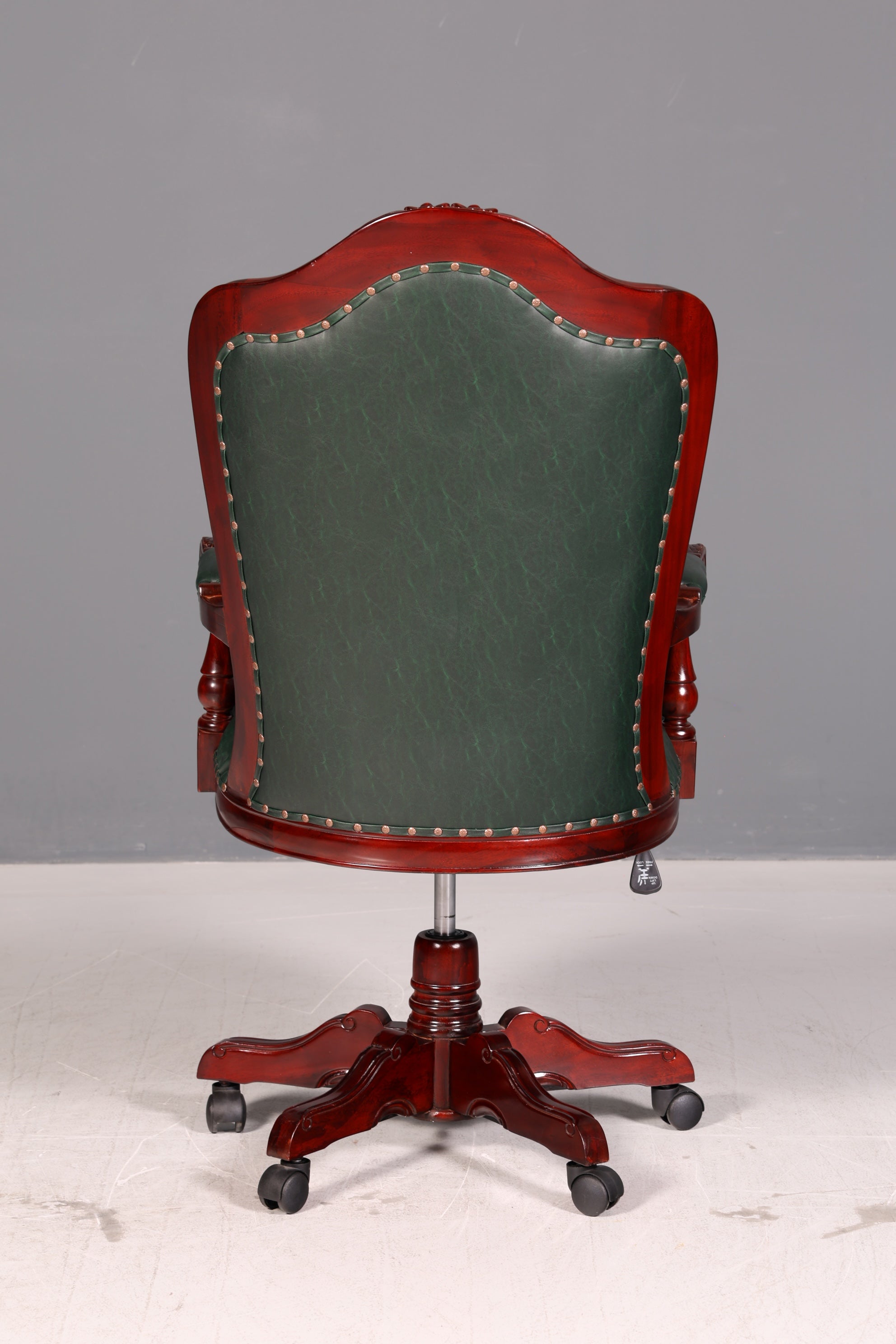 Fauteuil de bureau Chesterfield haut de gamme, vert acajou, chaise de bureau pivotante de style anglais vintage