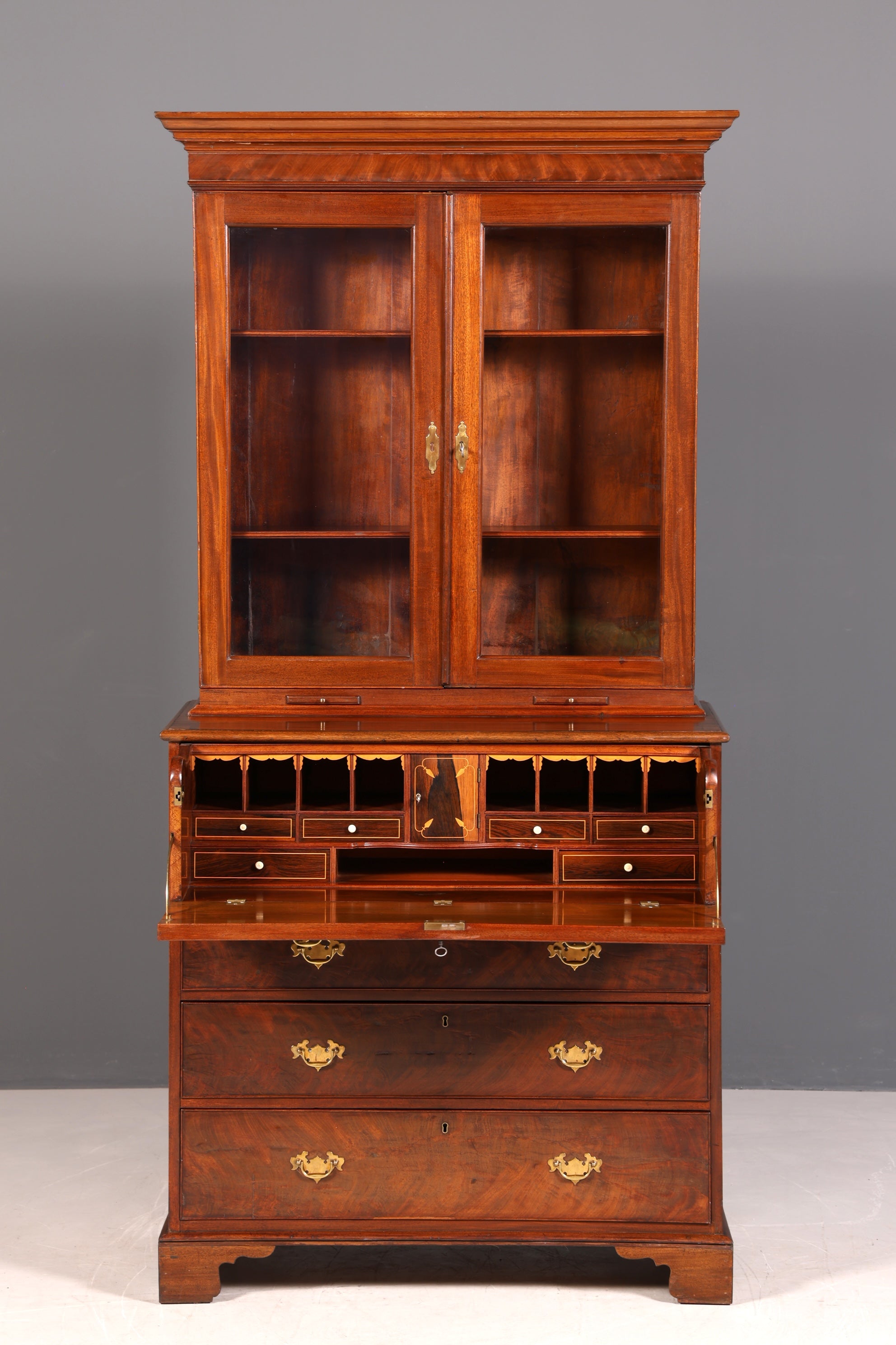 G224 Finish Wunderschöner Englischer Sekretär Büro Aufsatzsekretär Antik 60S Vitrinen Schrank UK (Kopie)