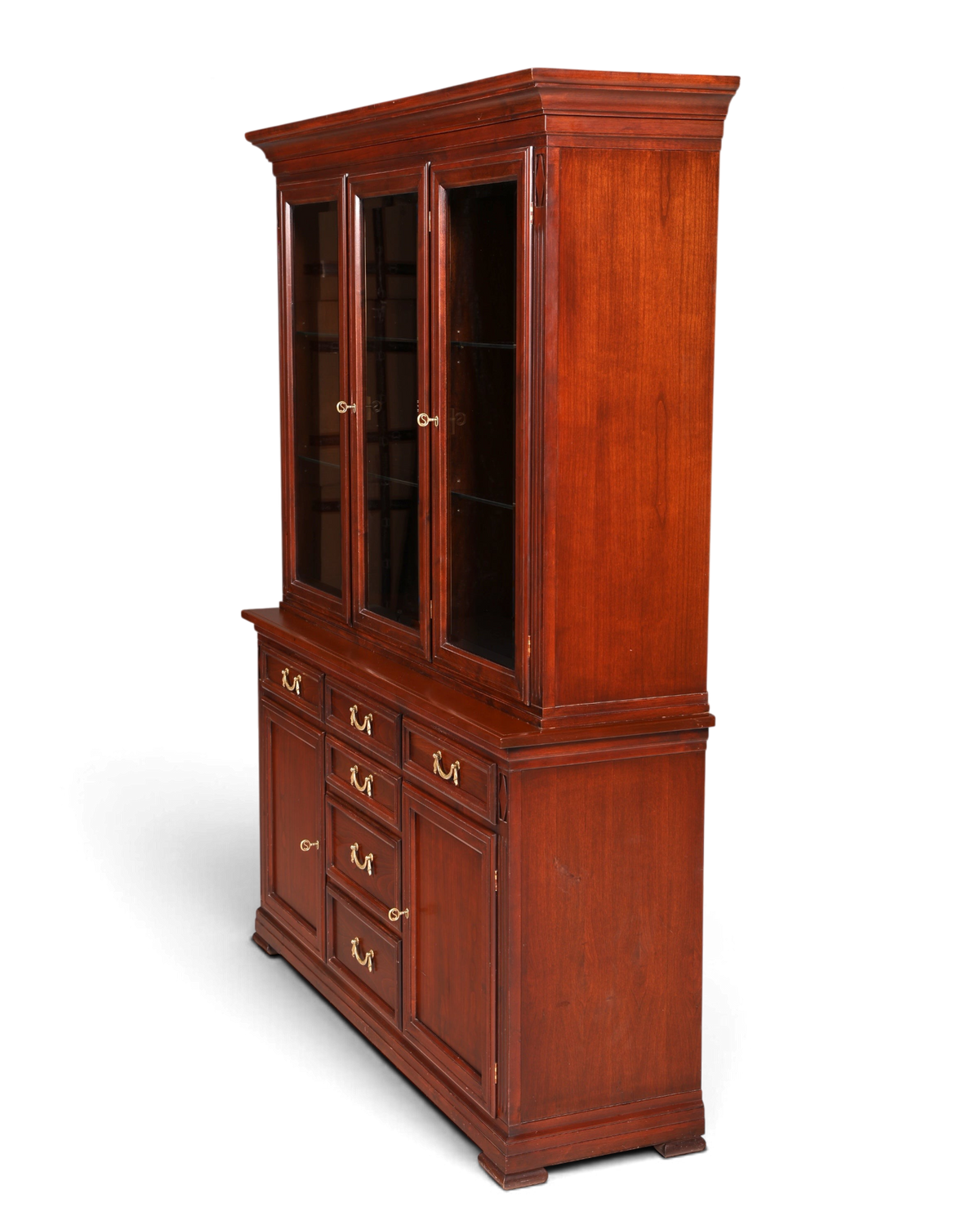 Hauptstadt Möblerei Selva Vitrine Villa Borghese aus massivem Holz im Antik Stil mit verglasten Türen und Schubladen