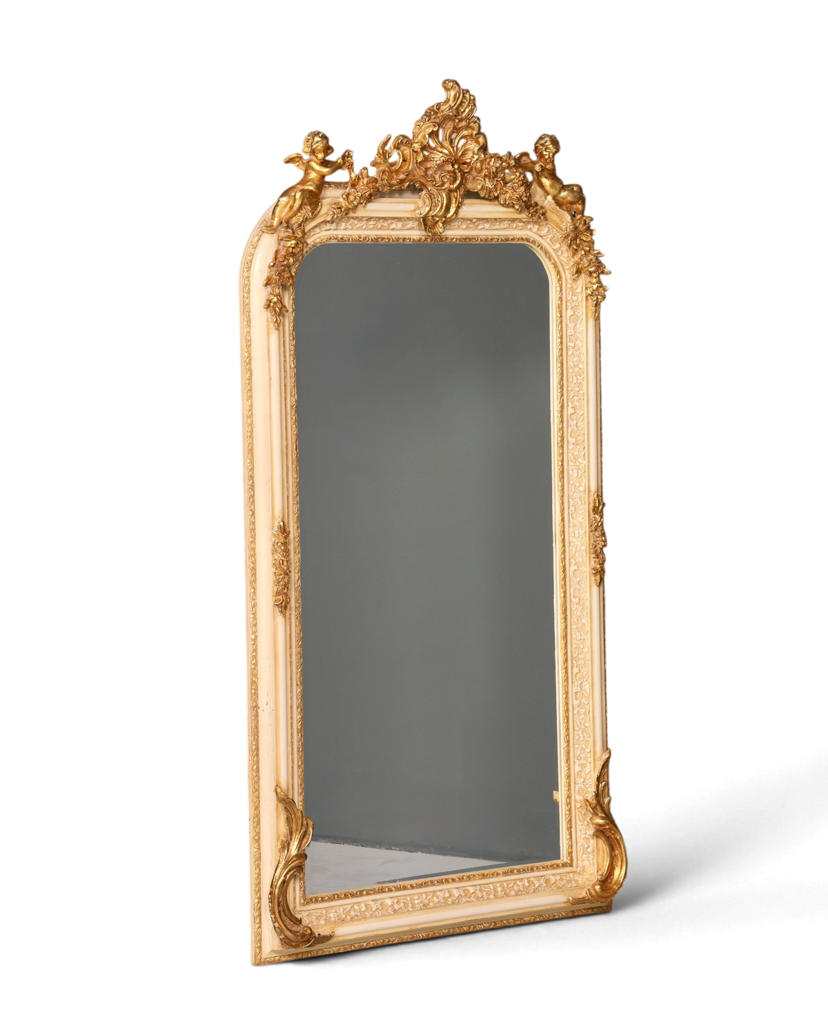 Stilvoller Prunk Barock Stil Standspiegel Antik Stil Gold Creme Ornament Flurspiegel Spiegel Wandspiegel