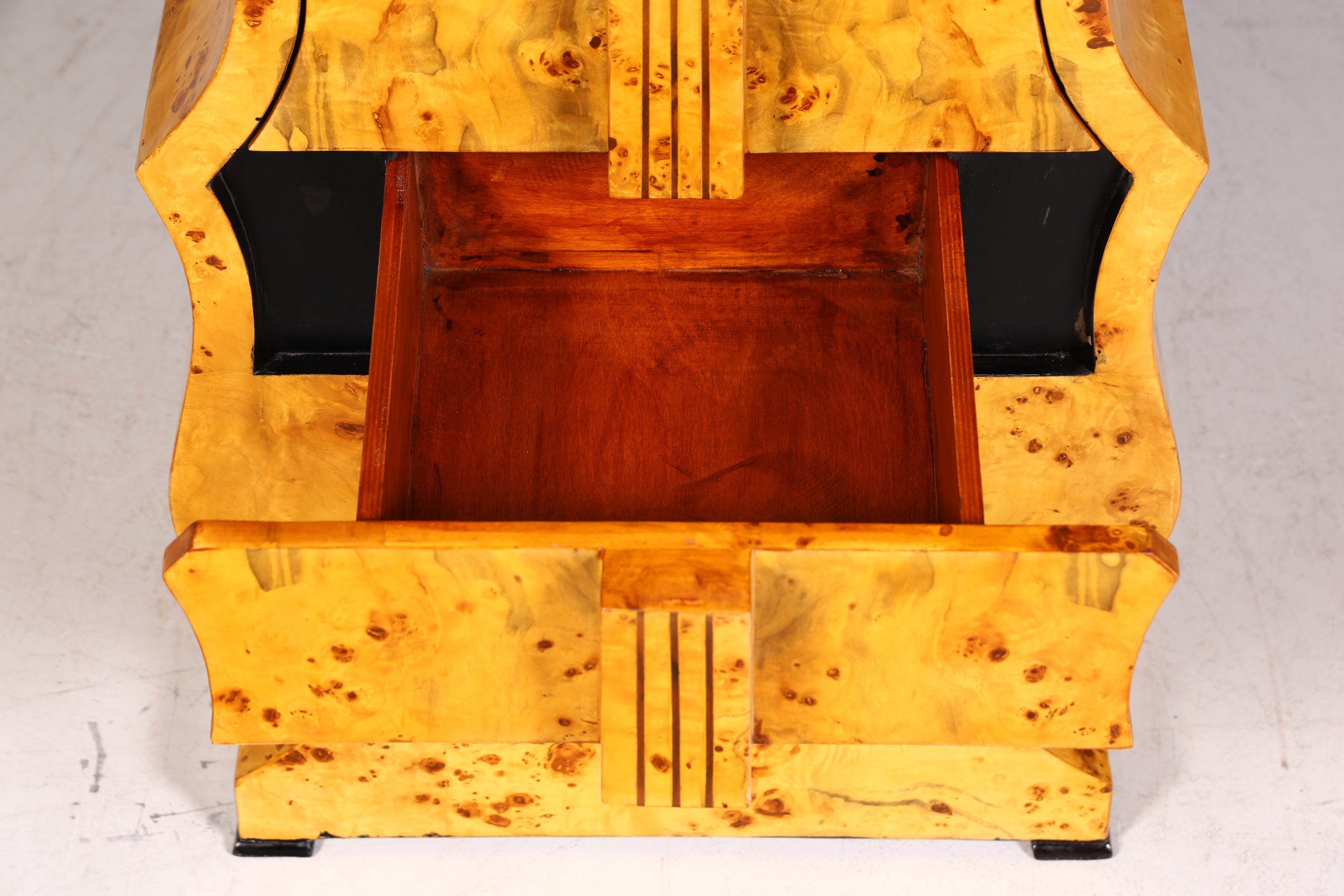 Commode onirique de style Art déco en forme de contrebasse, en bouleau, style Vertiko, commode à tiroirs, commode en forme de guitare