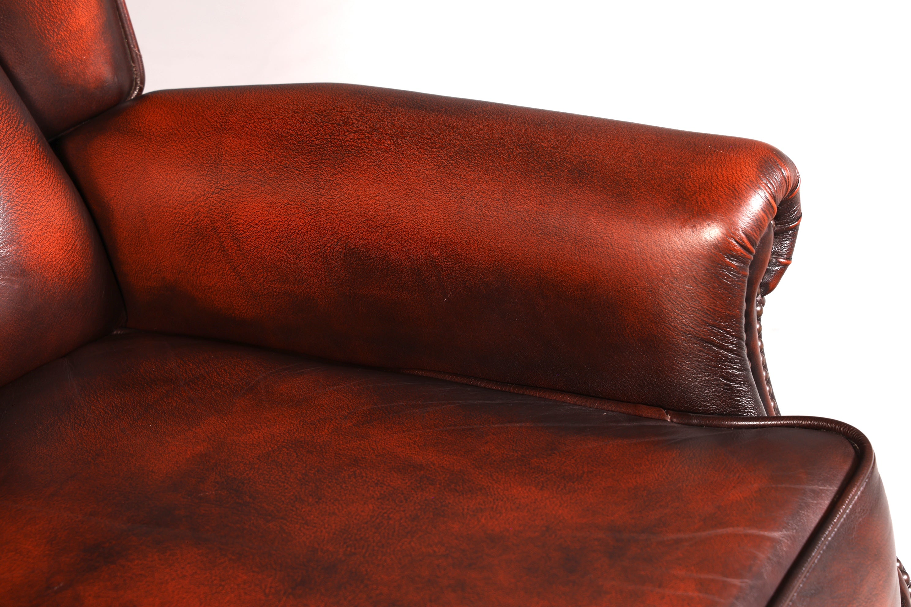 Stilvoller Original Chesterfield Queen Anne Ohrenbackensessel Englisch Echt Leder Herrensessel UK Armlehnsessel Lesesessel Vintage