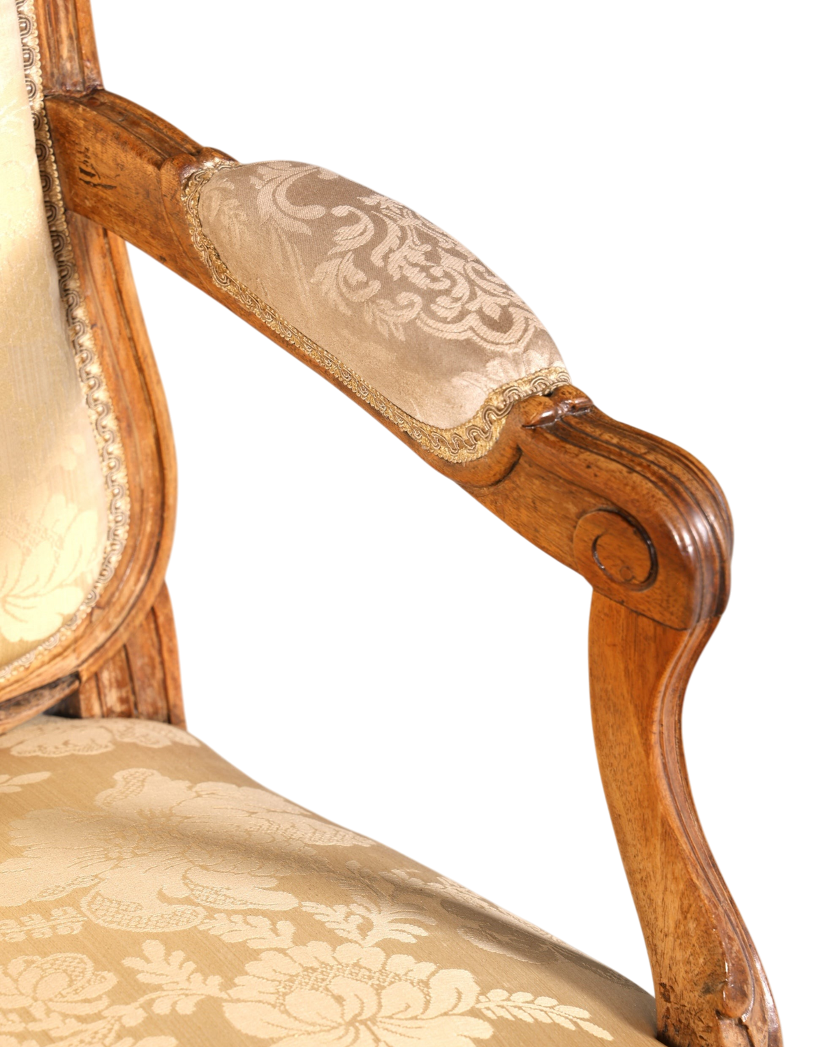 Original Barock Sessel Fauteuil Armlehnstuhl Chippendale Antik Mitte 19. Jh. Sekretär Stuhl Stoff Sessel