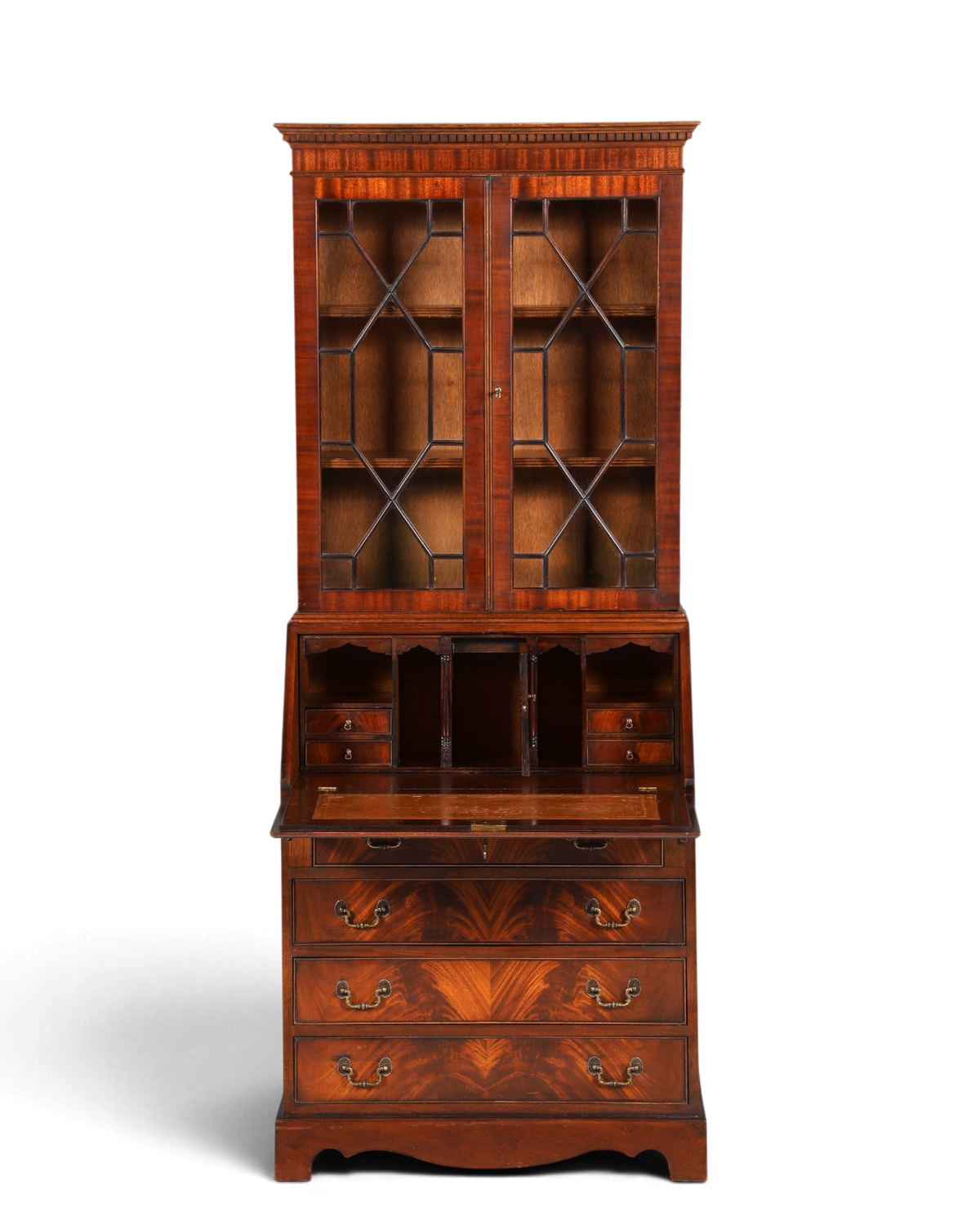 F973 Finish cm Wunderschöner Englischer Sekretär Büro Aufsatzsekretär Antik 60S Vitrinen Schrank UK