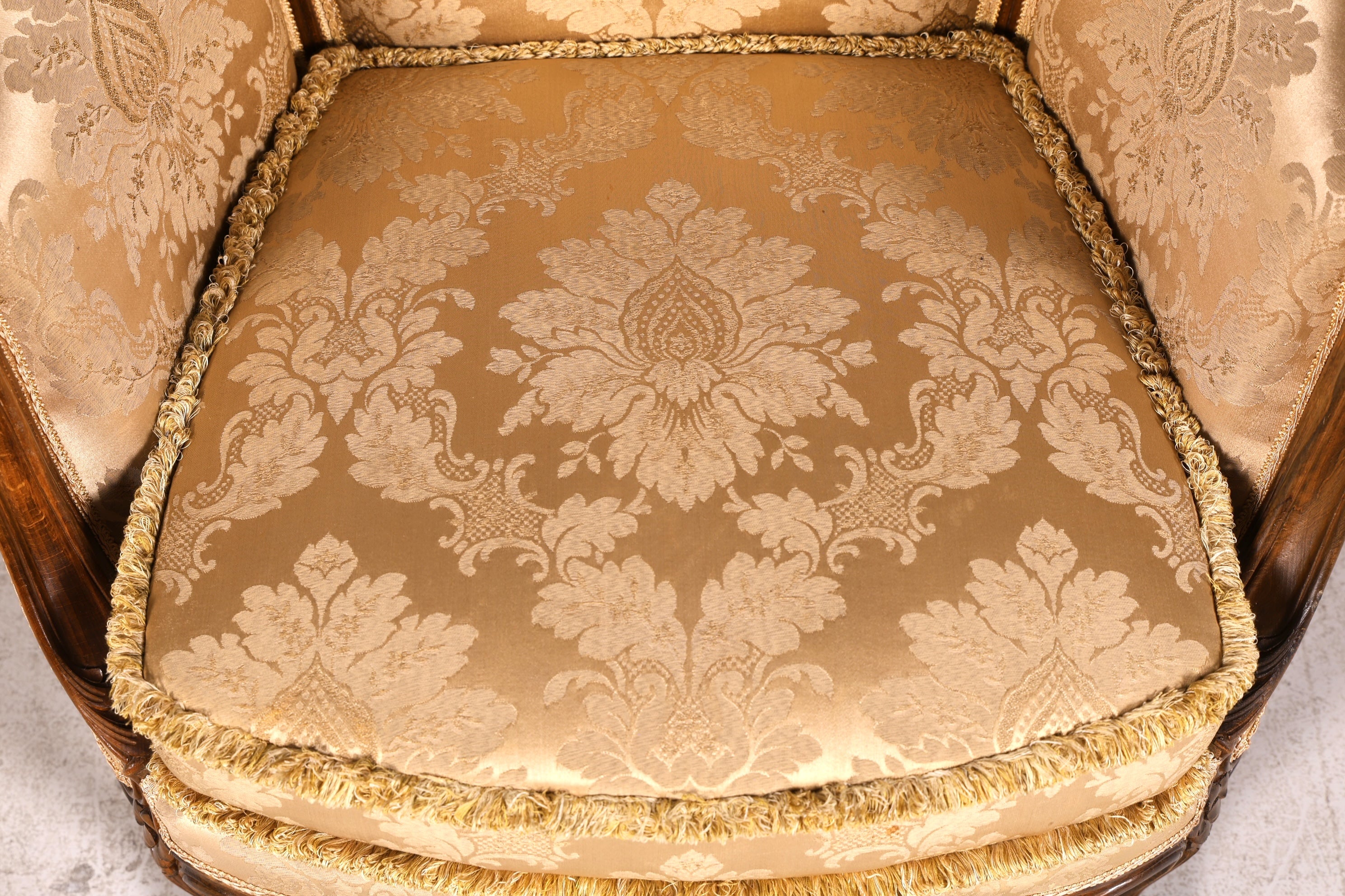 Edler Chippendale Armlehnsessel Barock Stil Samt Stoff Sessel Armchair Rococo Antik Polstersessel