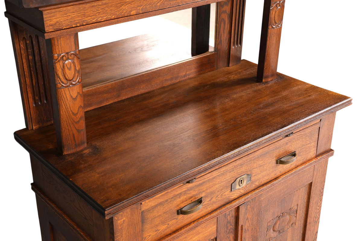 Wunderschönes Jugendstil Sideboard Antik Eiche Kredenz Buffet Anrichte Schrank Kommode