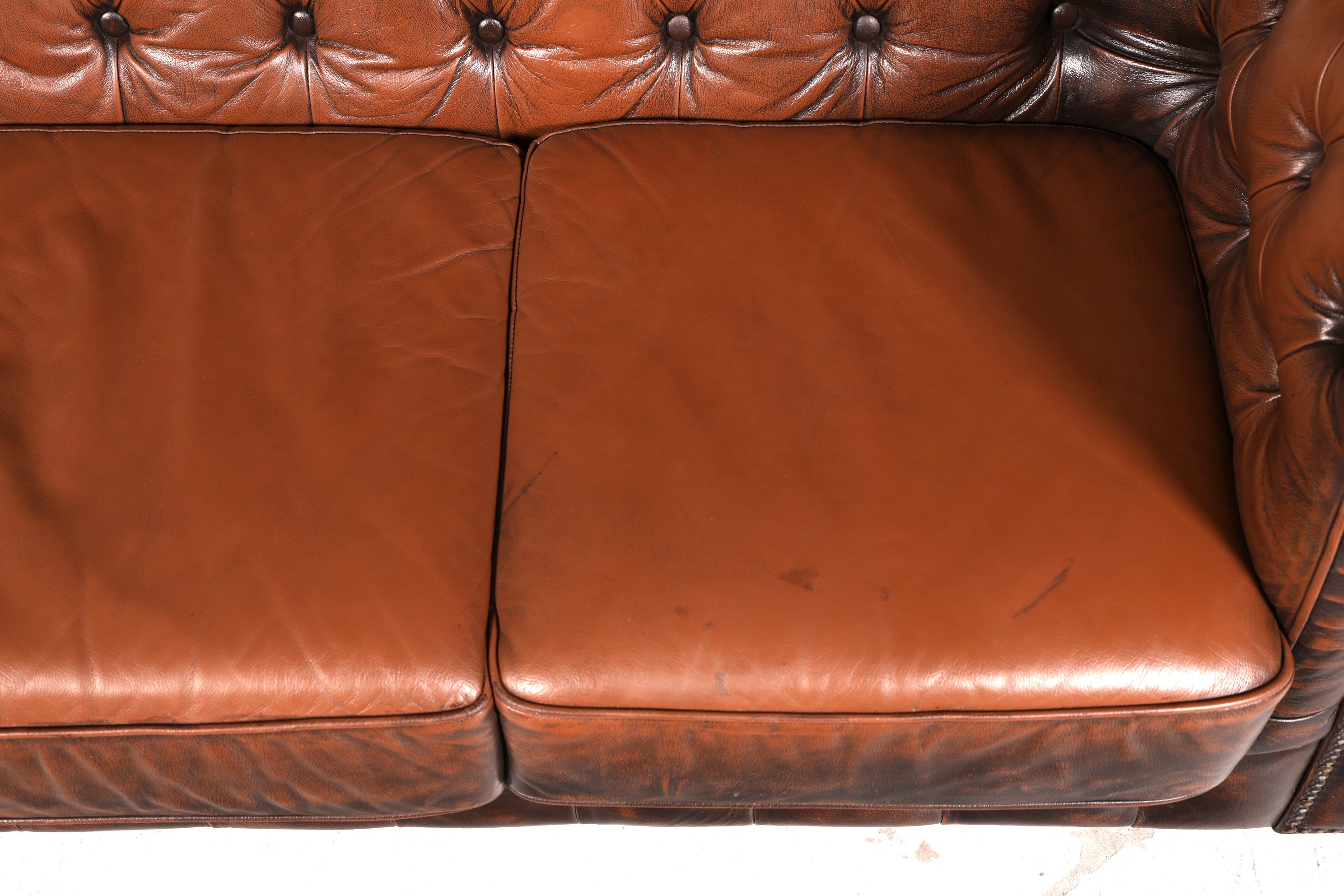 Wunderschönes Original Chesterfield 3-Sitzer Sofa Echt Leder Englische Couch England Polstersofa Antik Vintage Ledersofa
