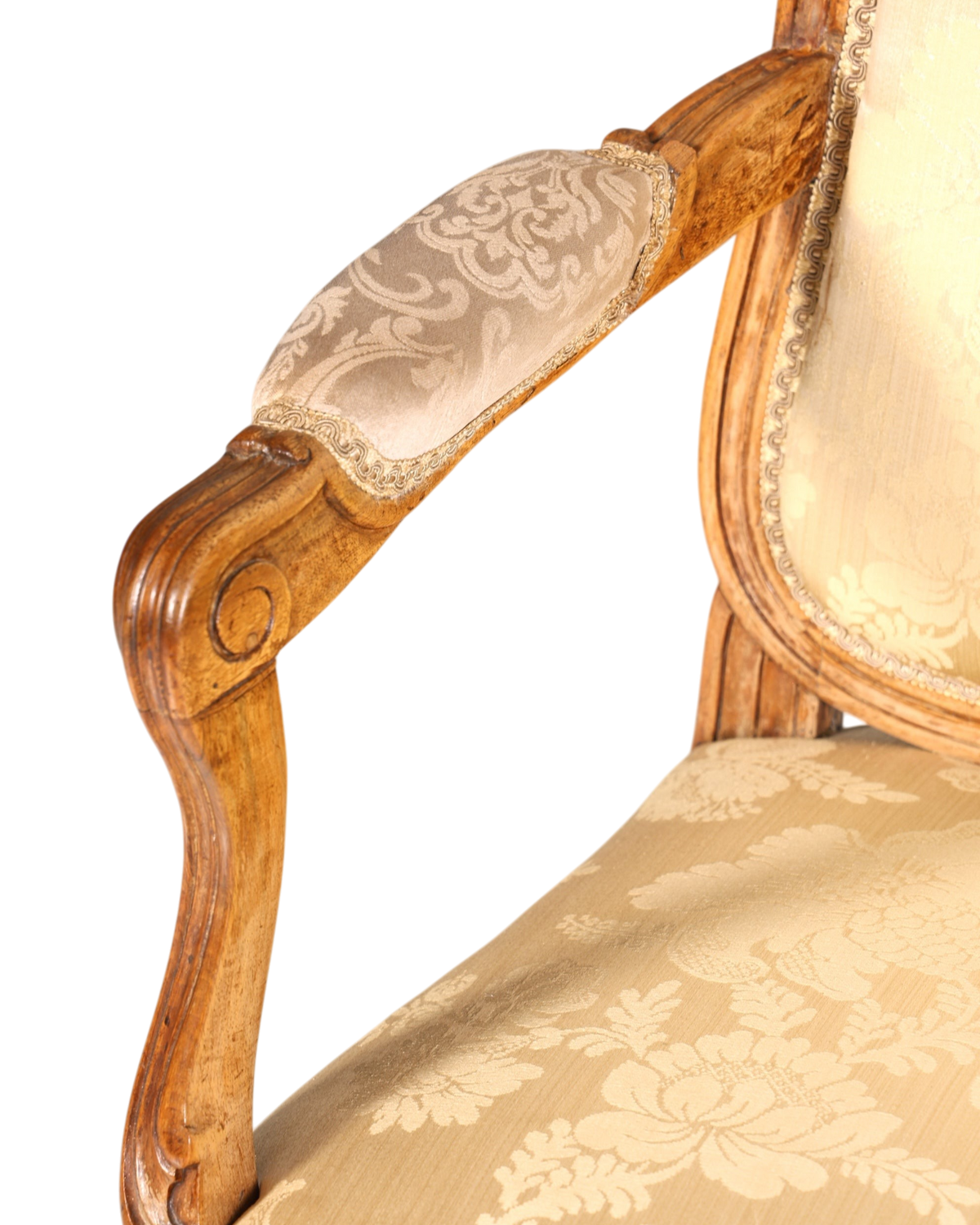 Original Barock Sessel Fauteuil Armlehnstuhl Chippendale Antik Mitte 19. Jh. Sekretär Stuhl Stoff Sessel