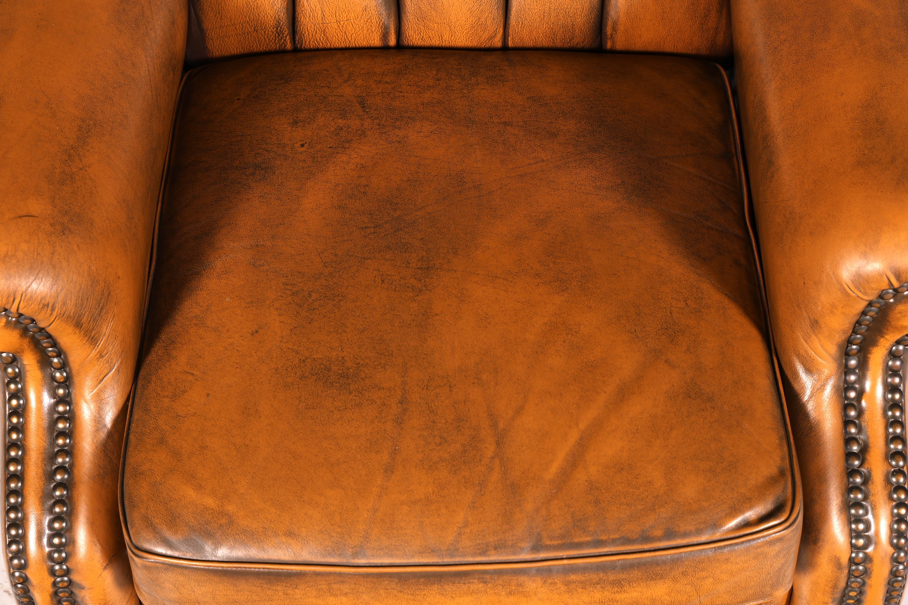 Original Chesterfield Ohrensessel Echtleder Englisch Herrensessel Ledersessel Weichleder Liegefunktion Antik Vintage