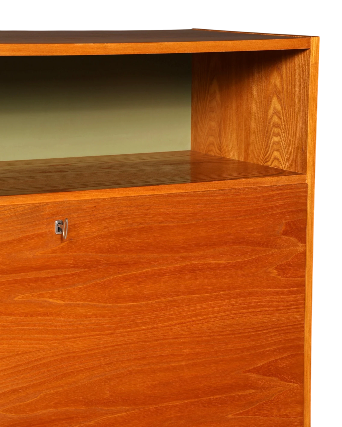 Hauptstadt Möblerei H940 Finish Sideboard aus Teakholz mit offenem Regal und abschließbarer Klapptür