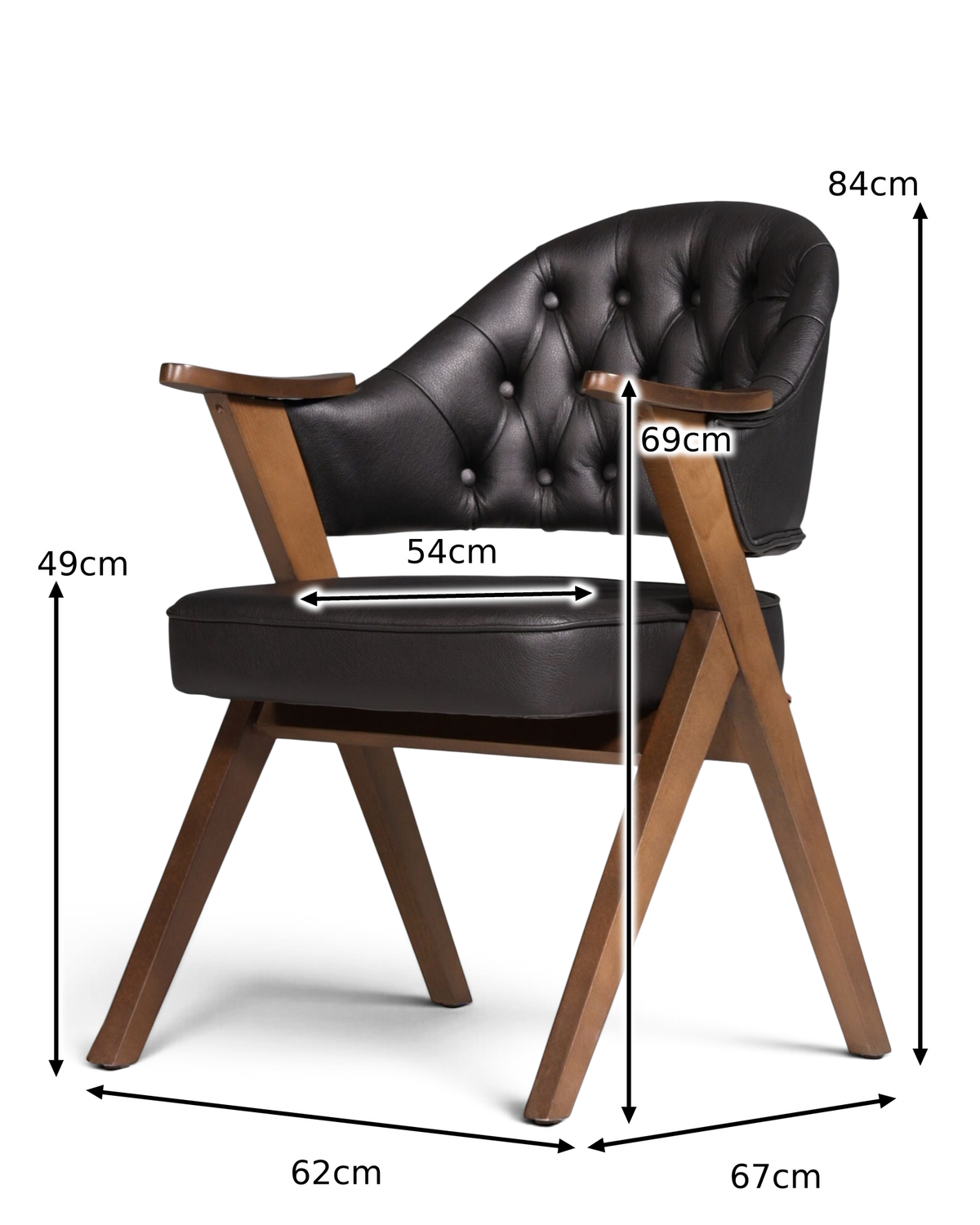 Luxuriöser "Manchester Black" Stuhl Chesterfield Stil Bürostuhl Esszimmerstuhl Lounge Stuhl