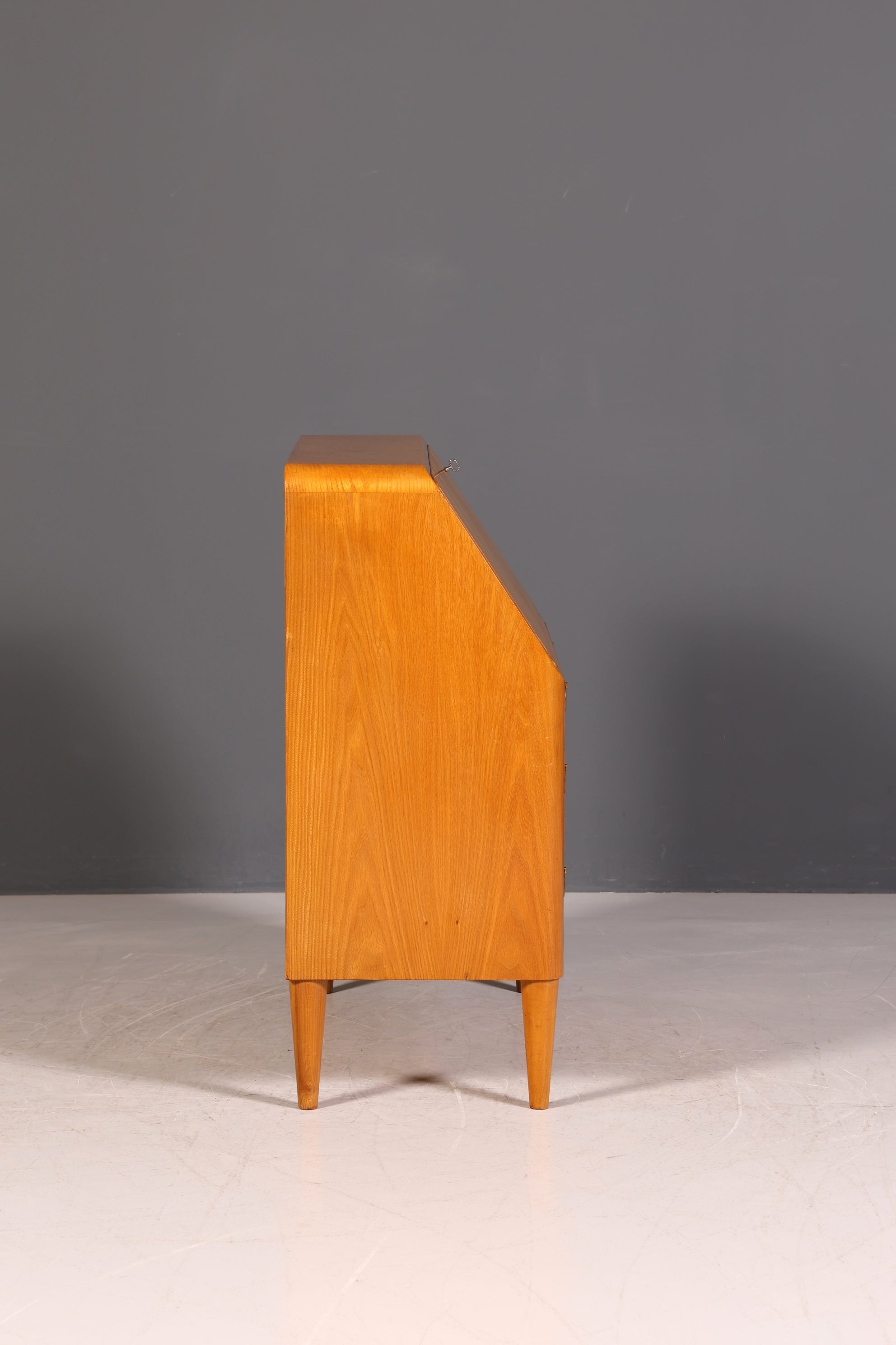 G025 Finish Schlichter Mid Century Sekretär Vintage Schreibmöbel echt Holz Kommode Office Secretary