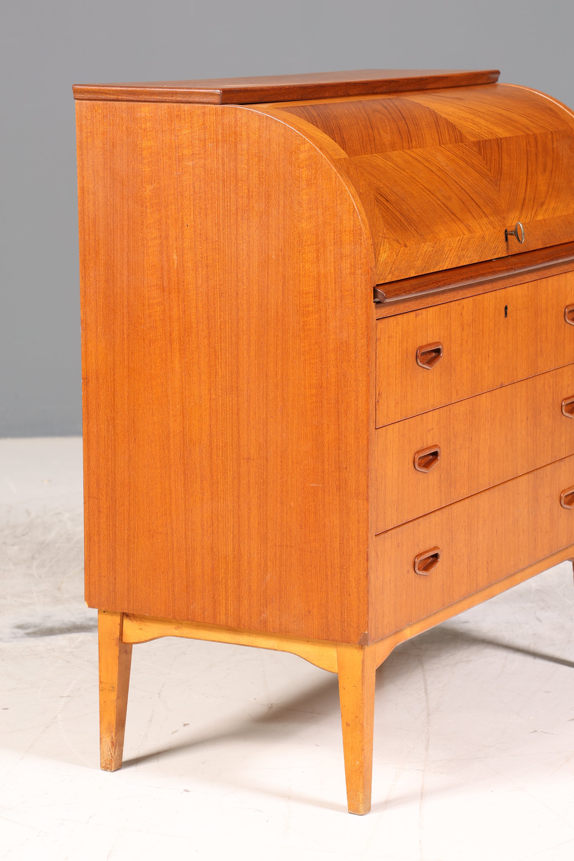 Wunderschöner Mid Century Rollladen Sekretär echt Holz Büro Schrank Vintage Schreibkommode